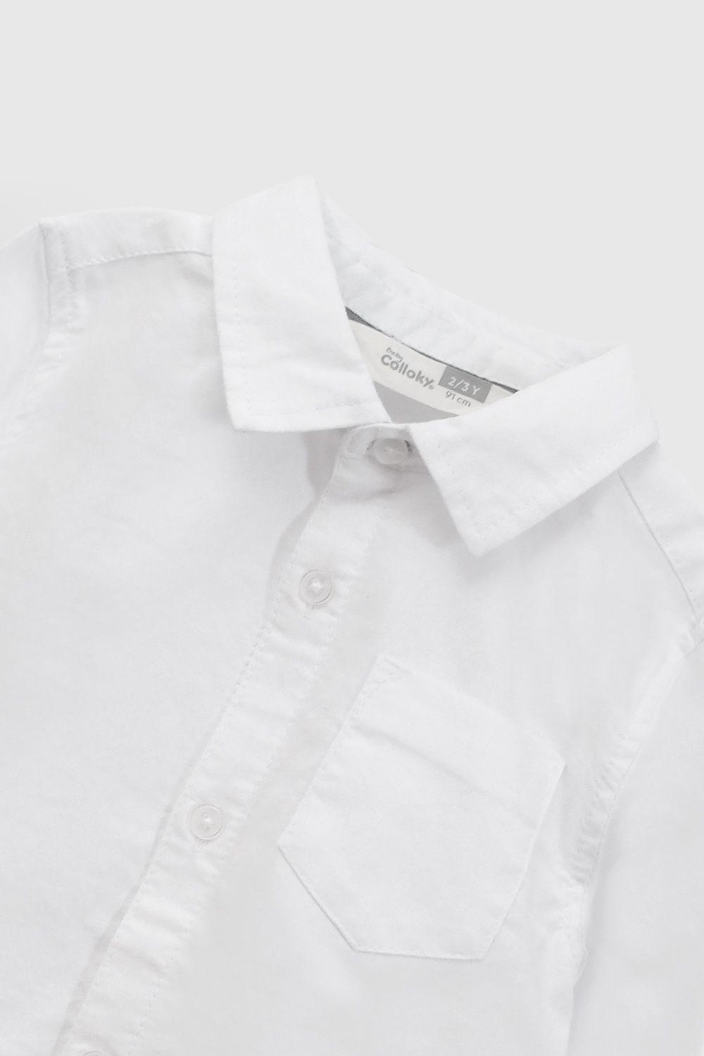 Camisa manga larga oxford niño blanco 6-9M a 4-5A-3