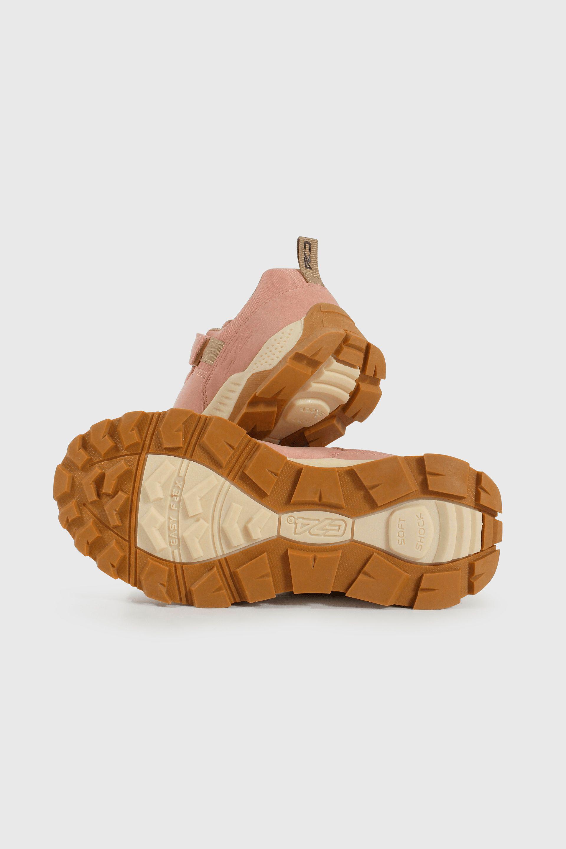 Zapatilla Outdoor de Niña Rosado Caña Baja con Velcro y Cordón-2