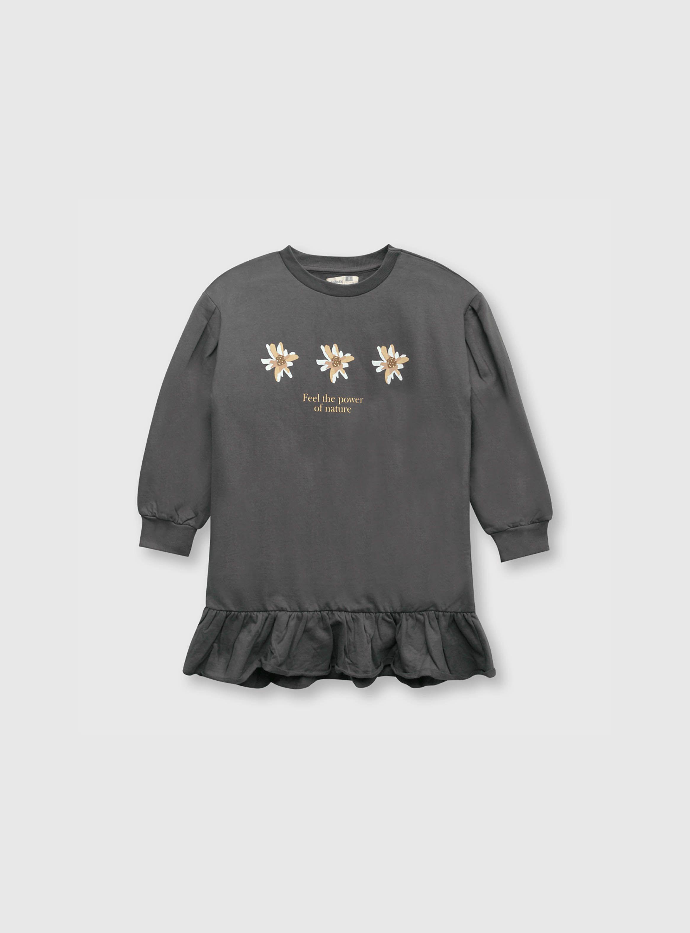 Vestido De Niña Flores Gris (2 A 12 Años) Colloky-0