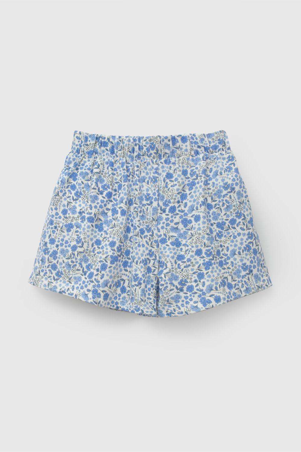 Falda Short Celeste  Flores De Niña FAPQ0459V26-1