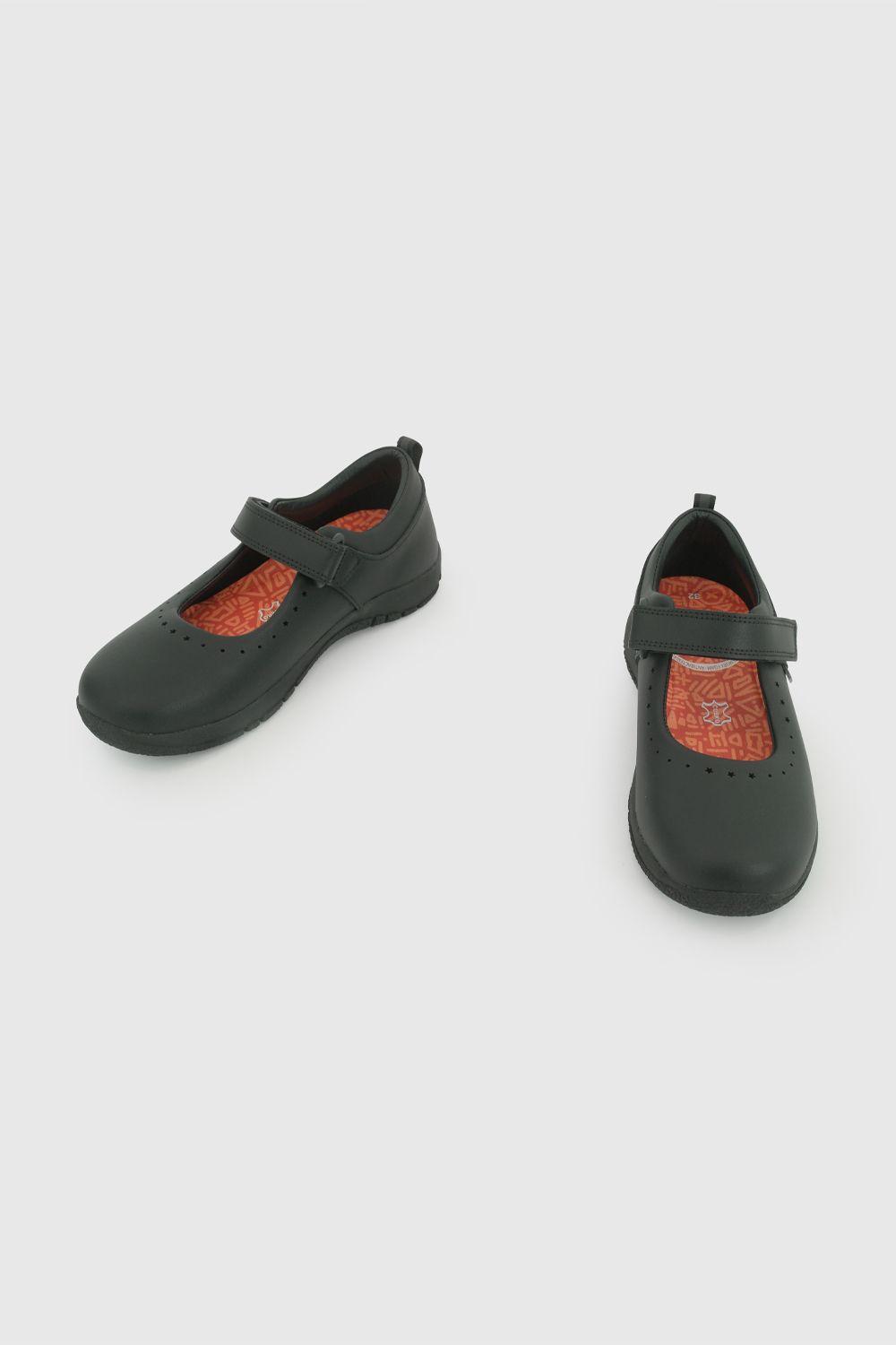Zapato Escolar de Niña Negro con capellada de cuero-3