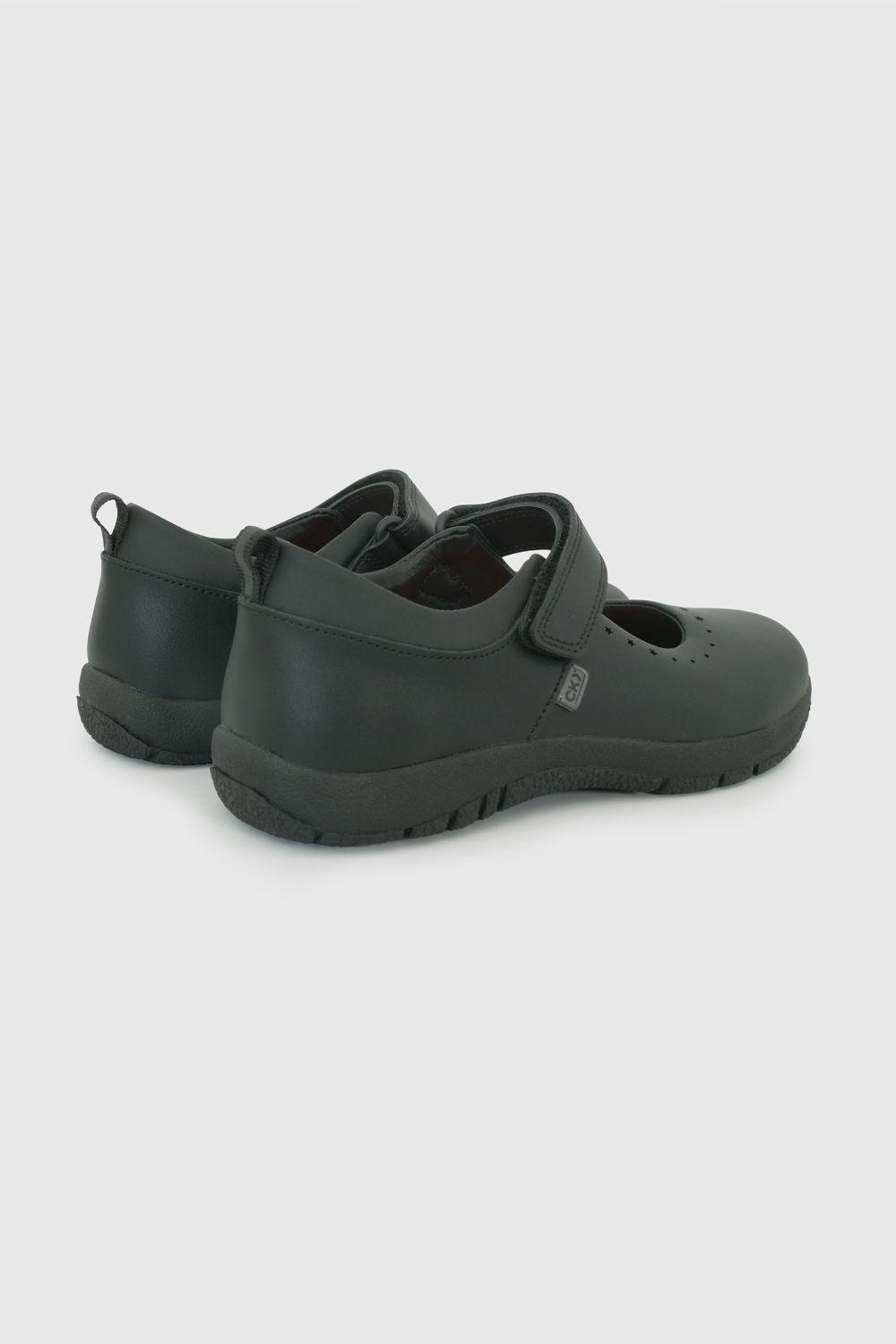 Zapato Escolar de Niña Negro con capellada de cuero-4
