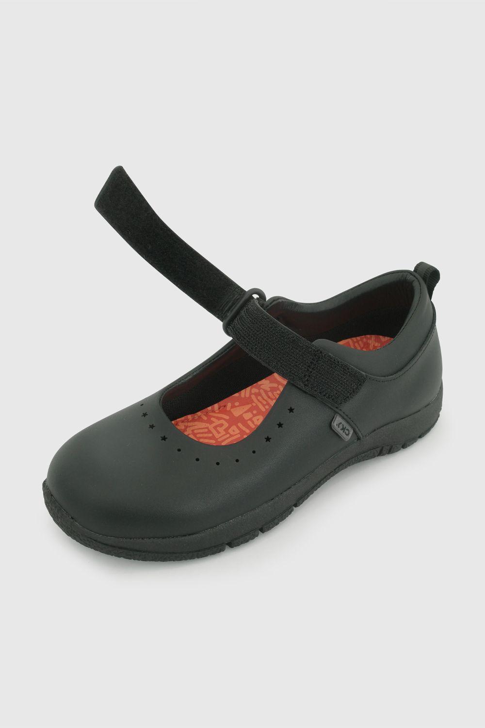 Zapato Escolar de Niña Negro con capellada de cuero-5