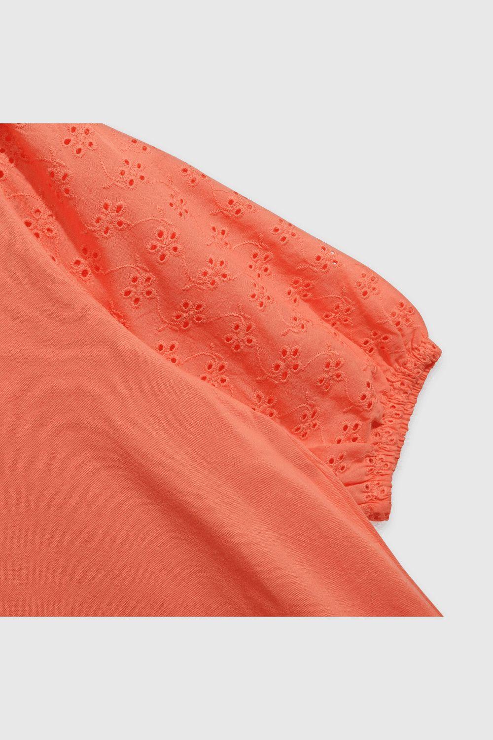 Polera Fucsia de algodón con manga globo para niña-2