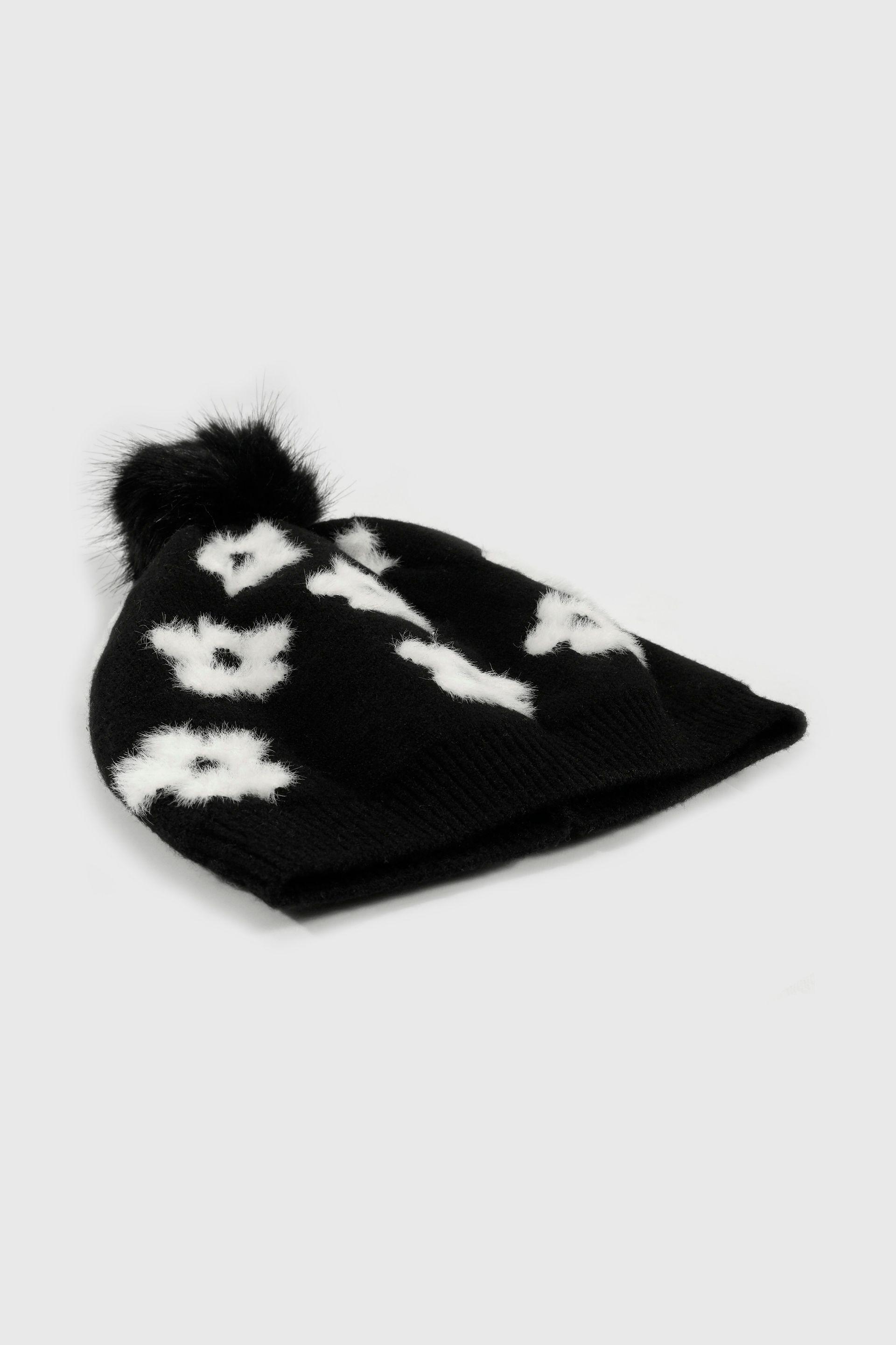 Gorro con Flores con Interior Suave Negro-3