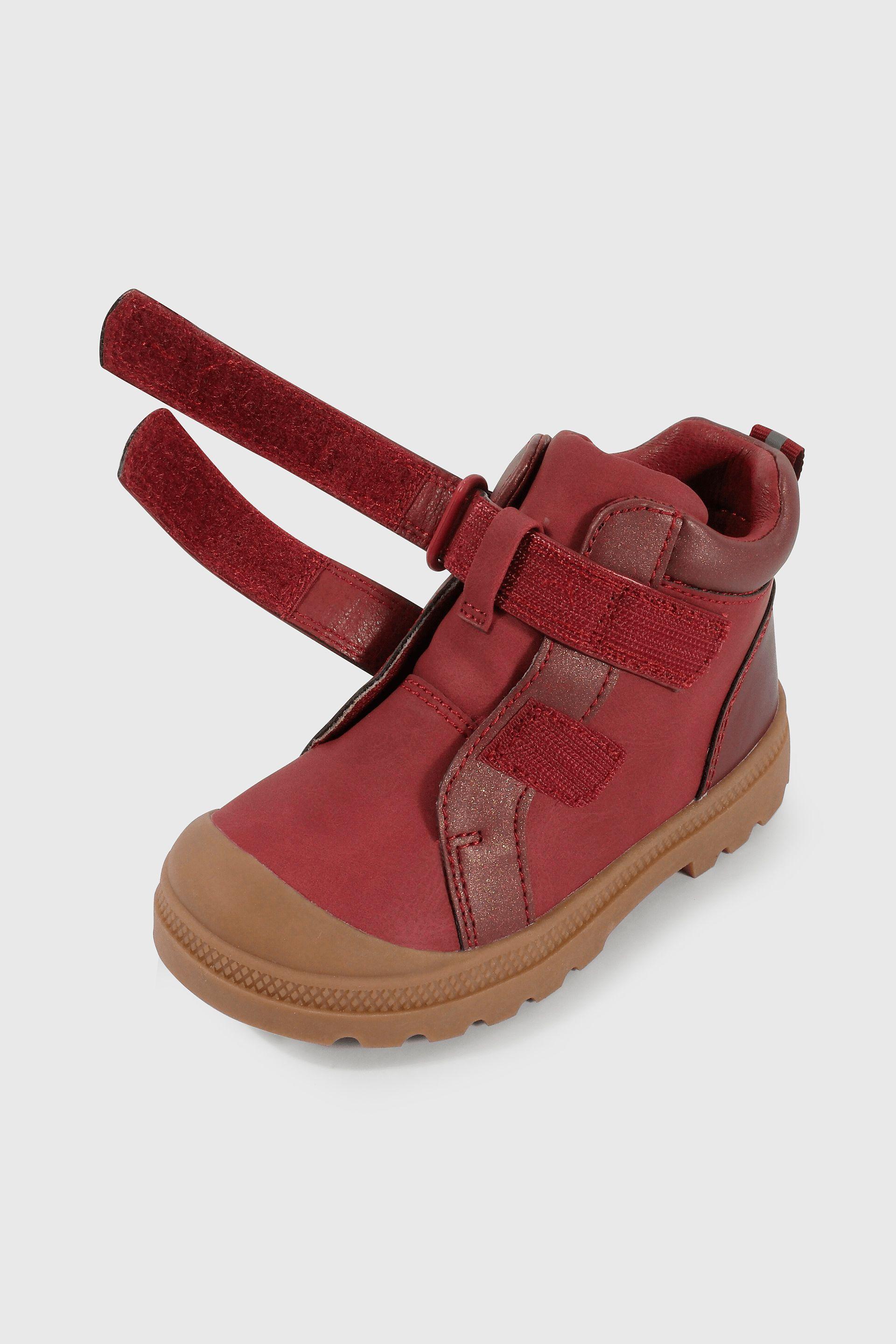 Botín Caminante caña media para Niña de 12 a 4 años Rojo con Velcro-5