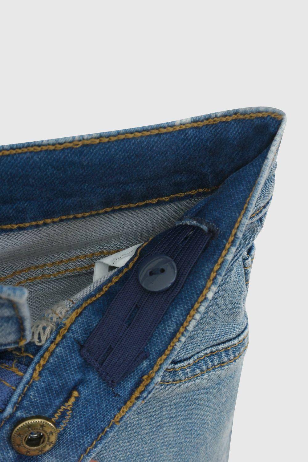 Bermuda Celeste Elasticada De Niño BDPO1340V26-2