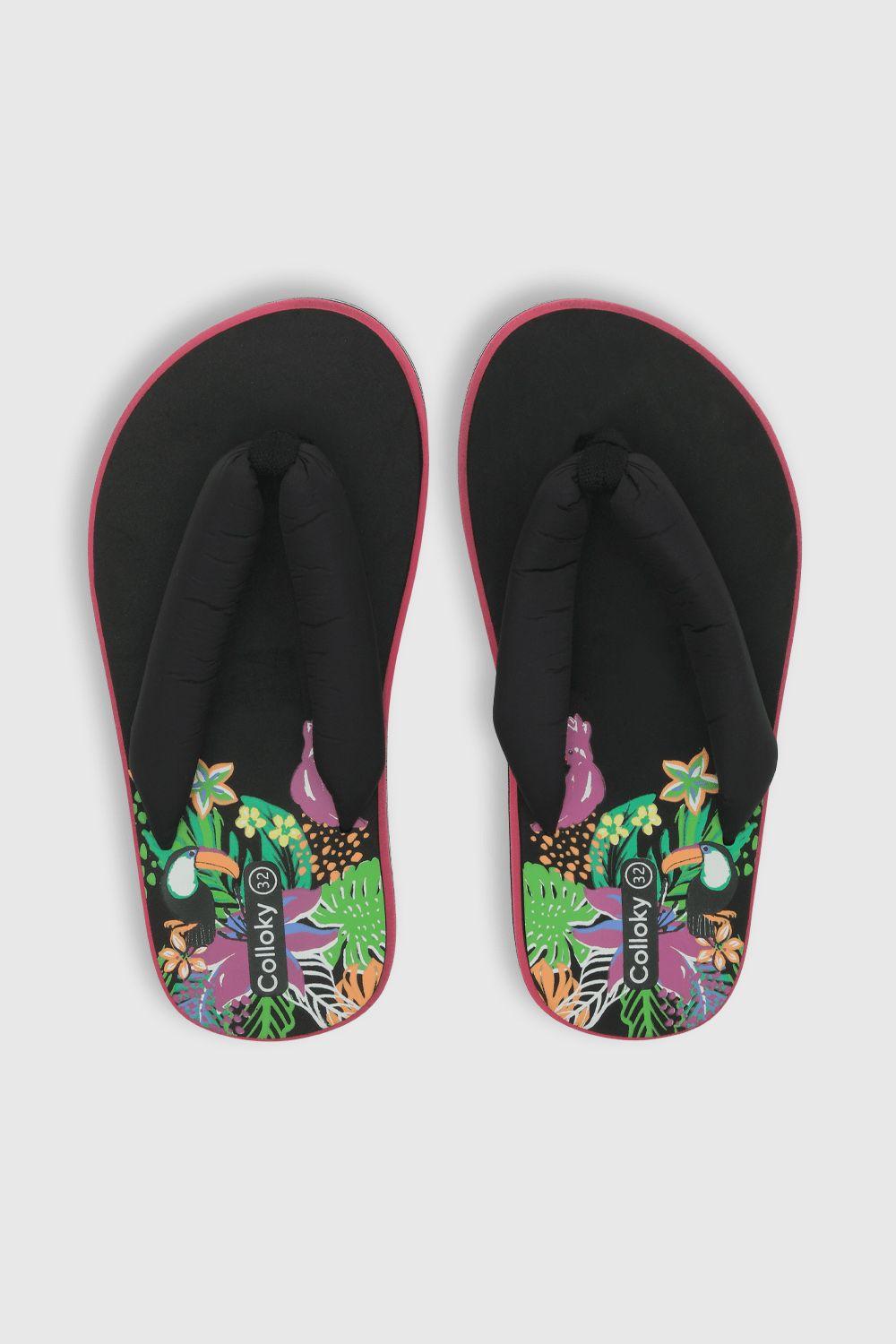 Hawaiana de niña playa acolchada negro / black (28 a 38)-3