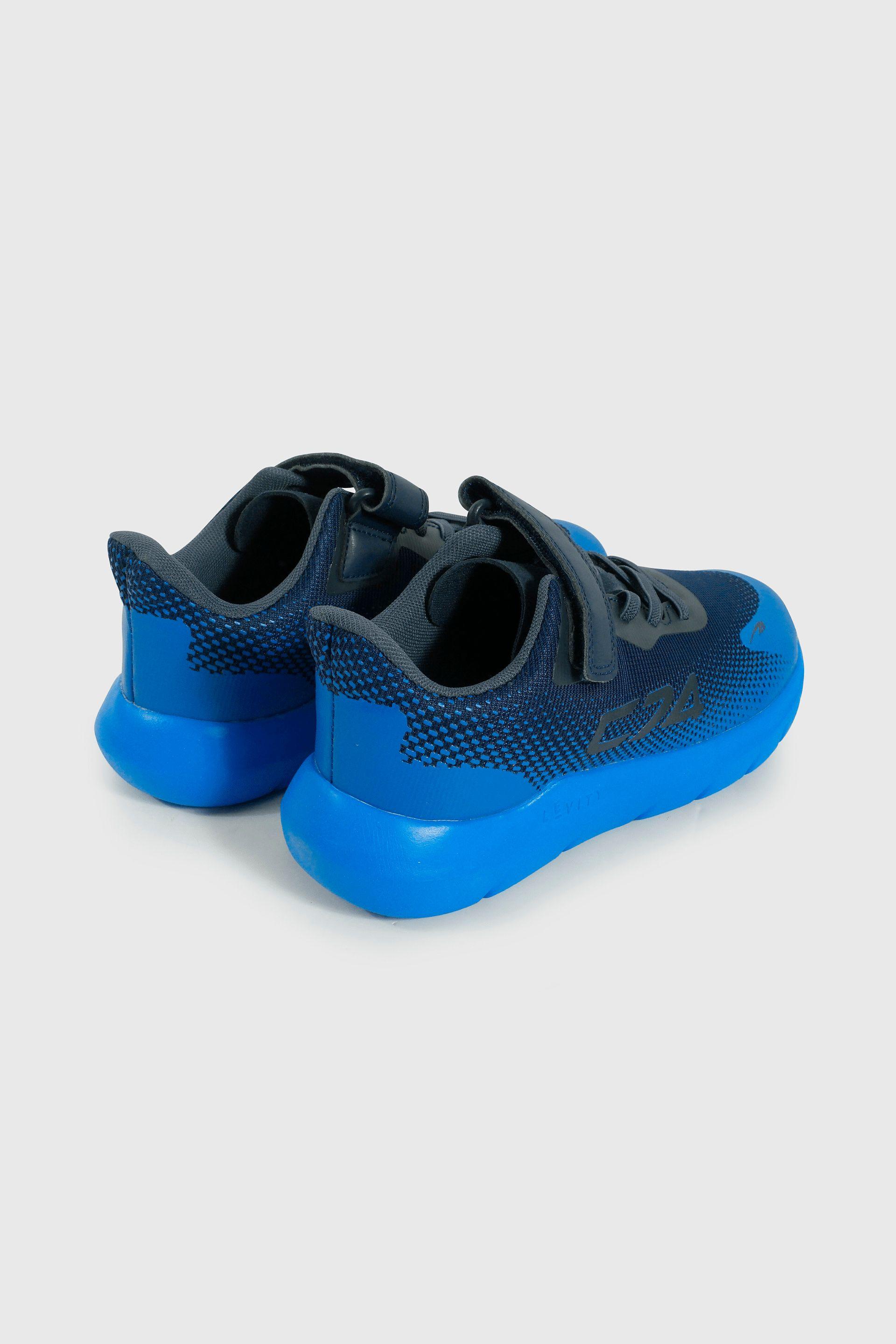 Zapatilla Sport de Niño Azul Caña Baja con Velcro y Cordón-4