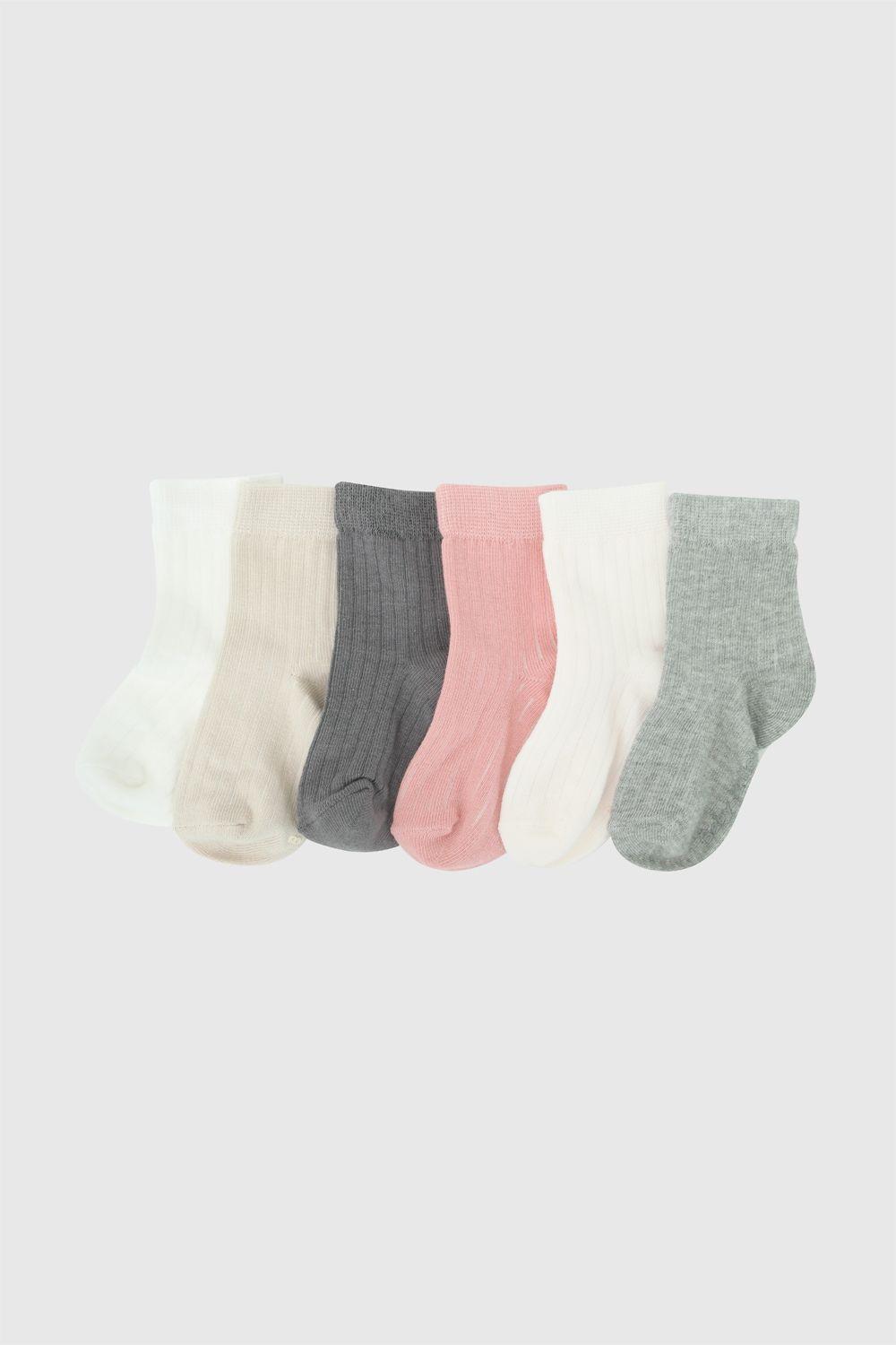 Pack 6 Calcetin Deportivo Punto Suave Y Resistente Multicolor Niña 0/3M a 3/4A Colloky-0