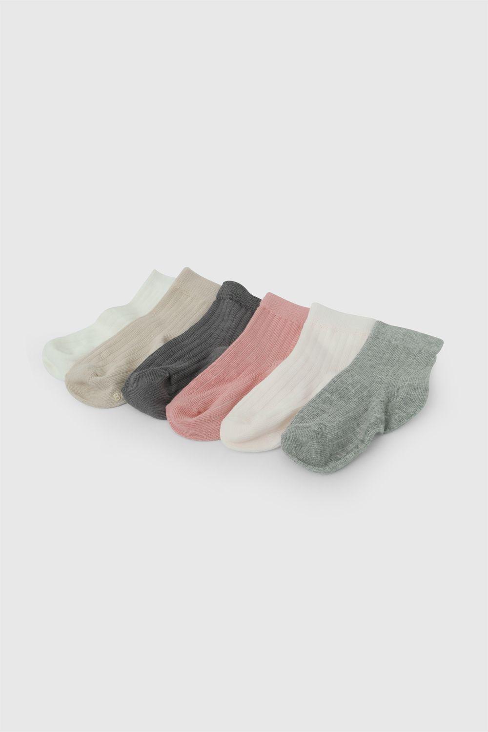 Pack 6 Calcetin Deportivo Punto Suave Y Resistente Multicolor Niña 0/3M a 3/4A Colloky-1