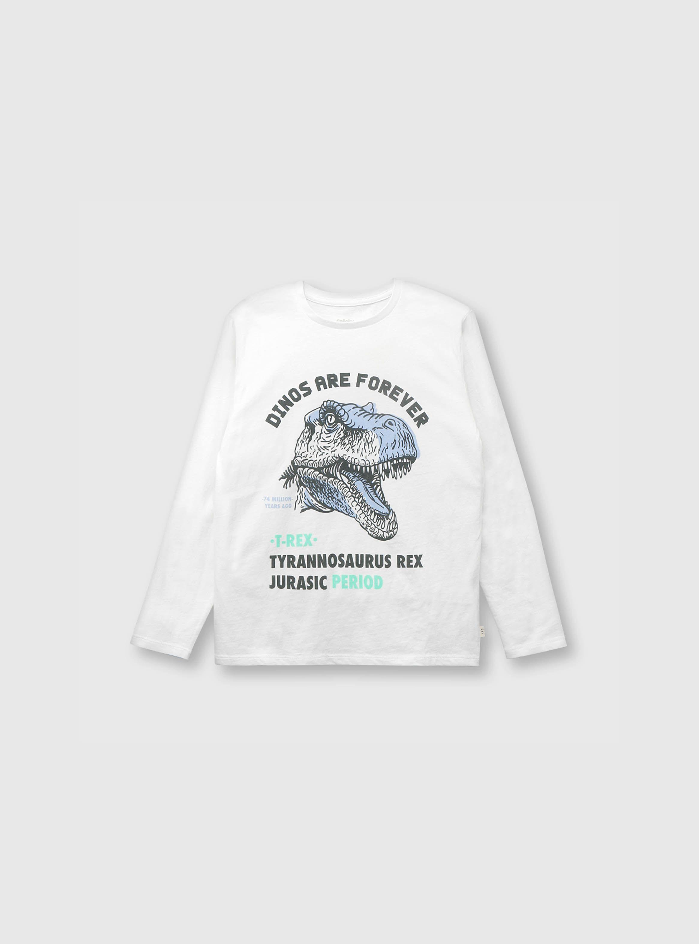 Polera De Niño Dinosaurio Blanco (2 A 12 Años) Colloky-0