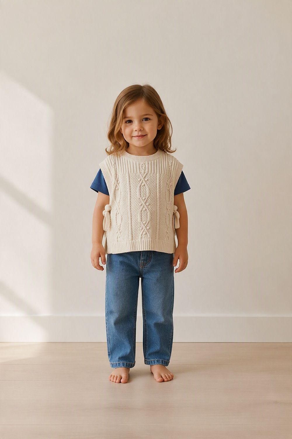 Sweater Tejido Crema Niña 3-4A a 12-13A Colloky-1