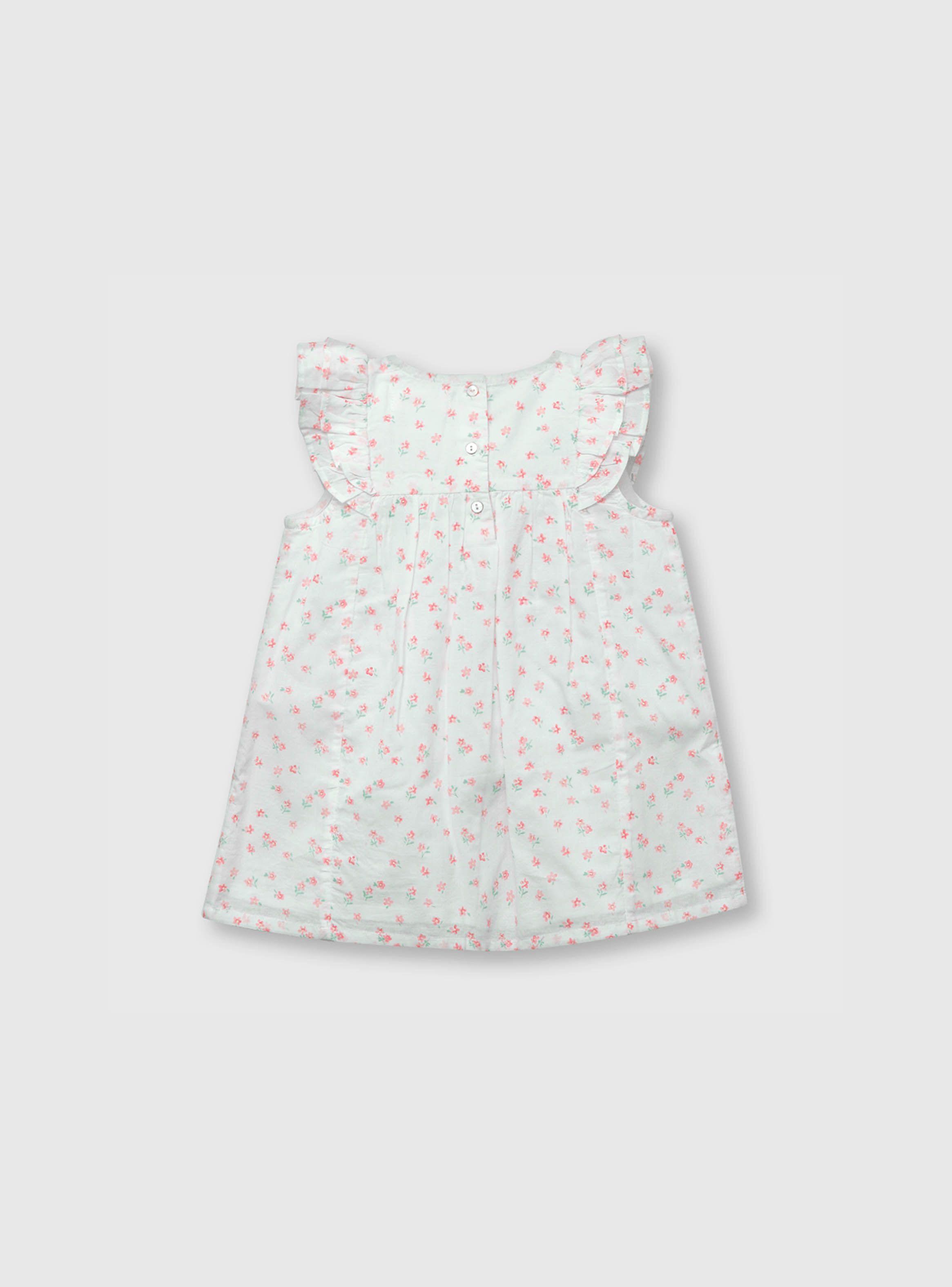 Vestido Bebe Niña Flores Blanco (3 A 36 Meses) Colloky-1