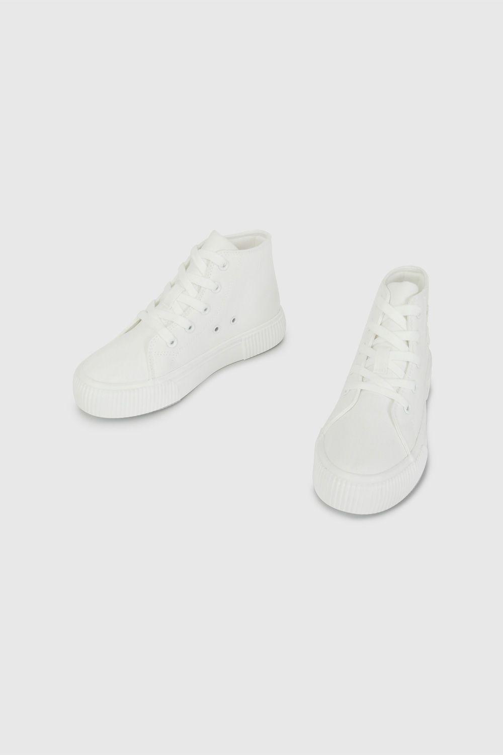 Zapatilla de Lona Blanca Estampada Flores Niña talla 28 a 38-3