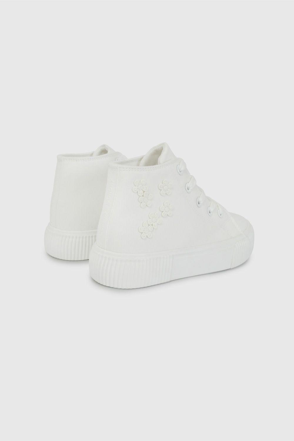 Zapatilla de Lona Blanca Estampada Flores Niña talla 28 a 38-4