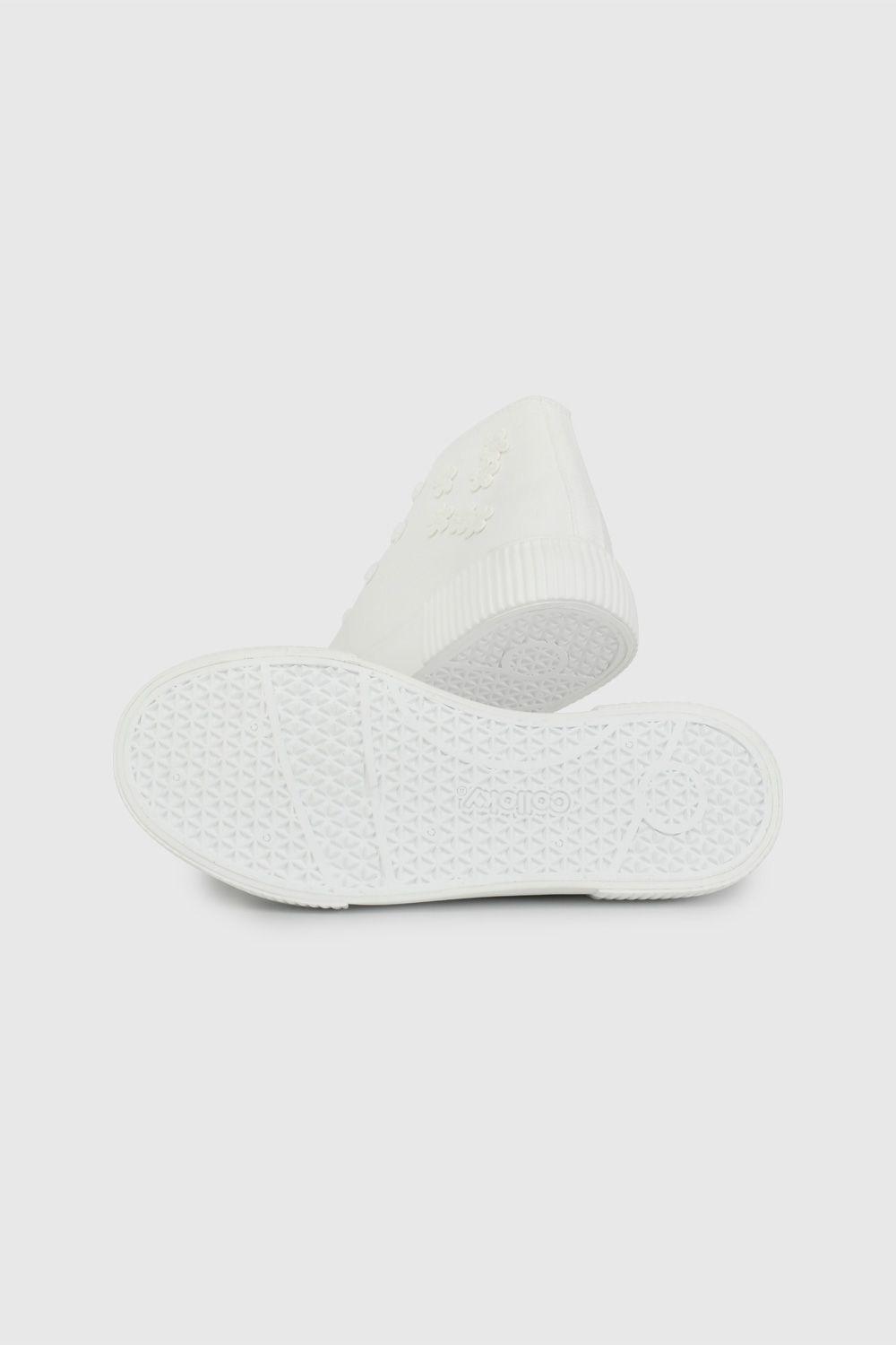 Zapatilla de Lona Blanca con Aplicaciones de Flores 57220309V26-2