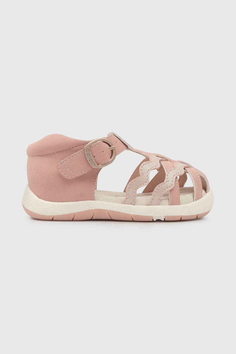 Sandalia Vestir Colección Rosada Ecocuero Estampado Cierre Hebilla.-1