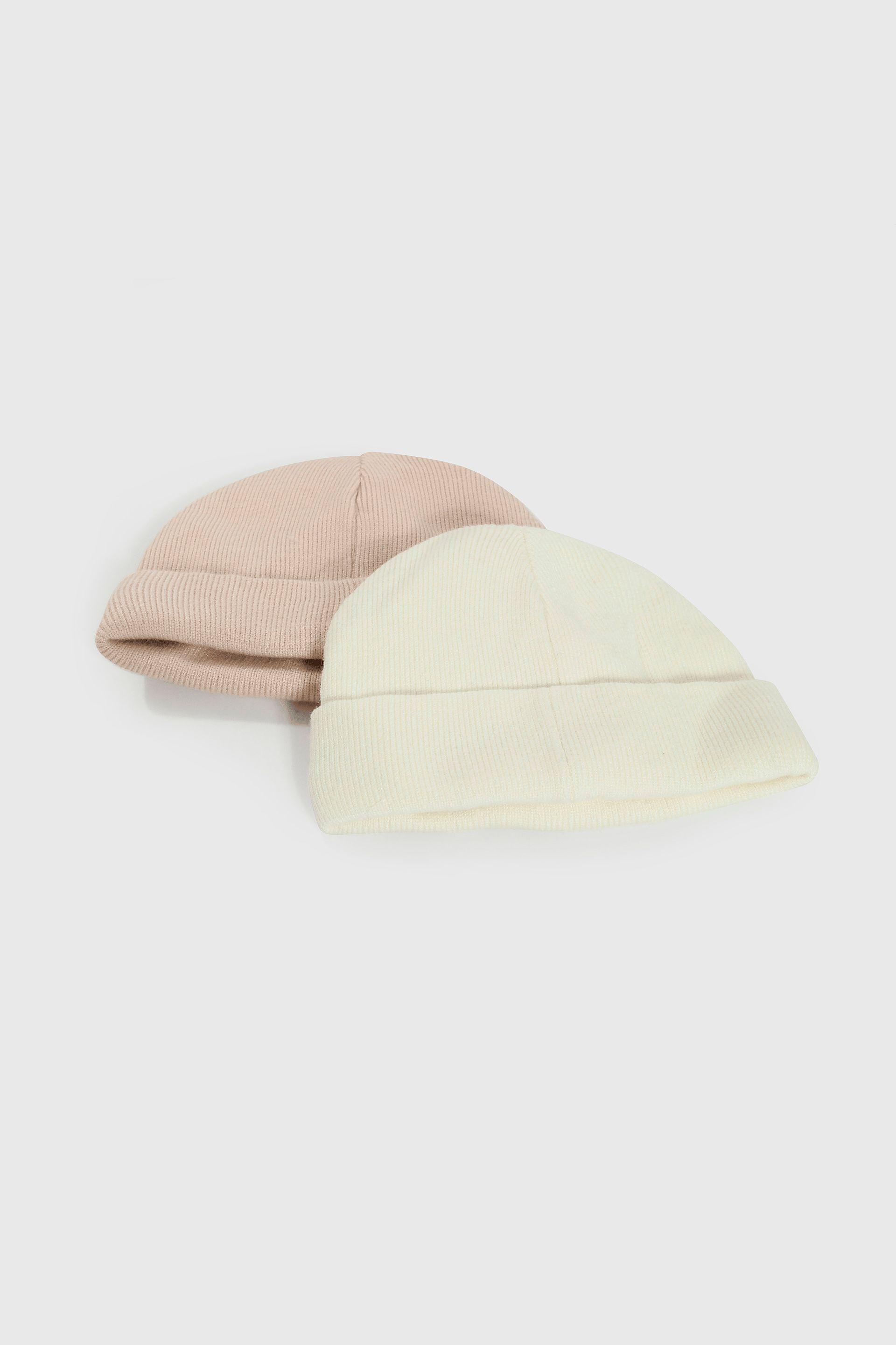 Pack 2 Gorros Tejidos con Forro Blanco y Beige-3