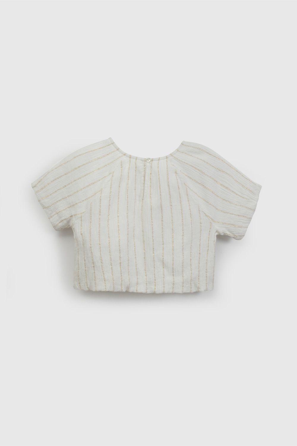 Blusa Blanca Aglobada Bordada De Niña BLVL0678V26-1