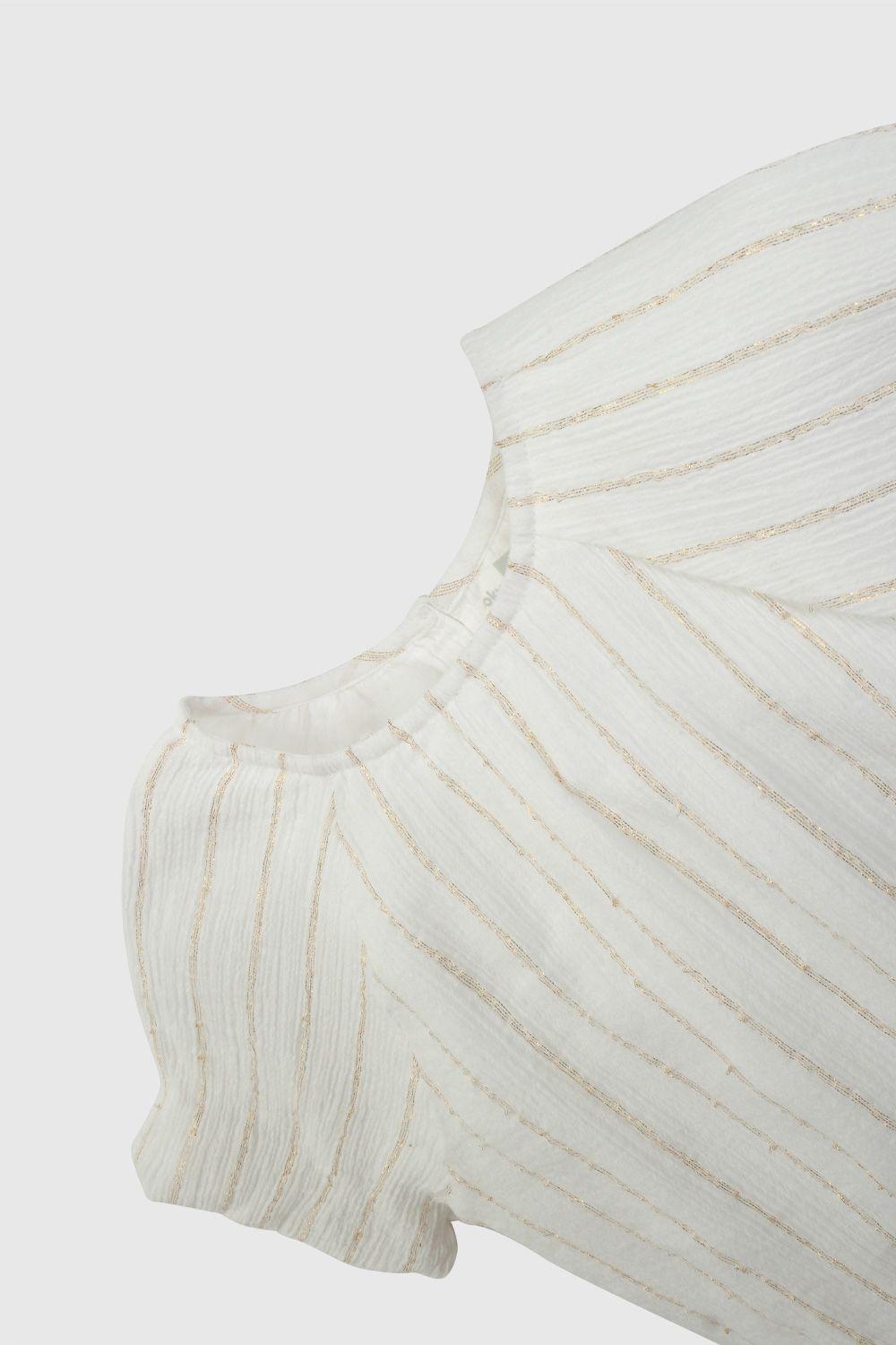 Blusa Blanca Aglobada Bordada De Niña BLVL0678V26-3