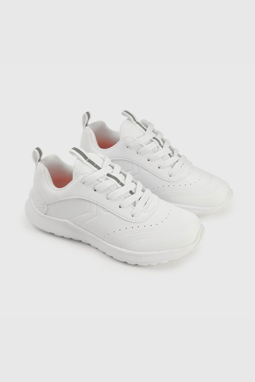 Zapatilla Escolar Blanca con Velcro y cordón elasticado-0