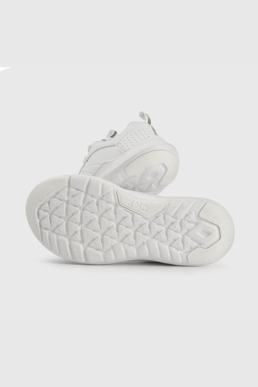 Zapatilla Escolar Blanca con Velcro y cordón elasticado-2