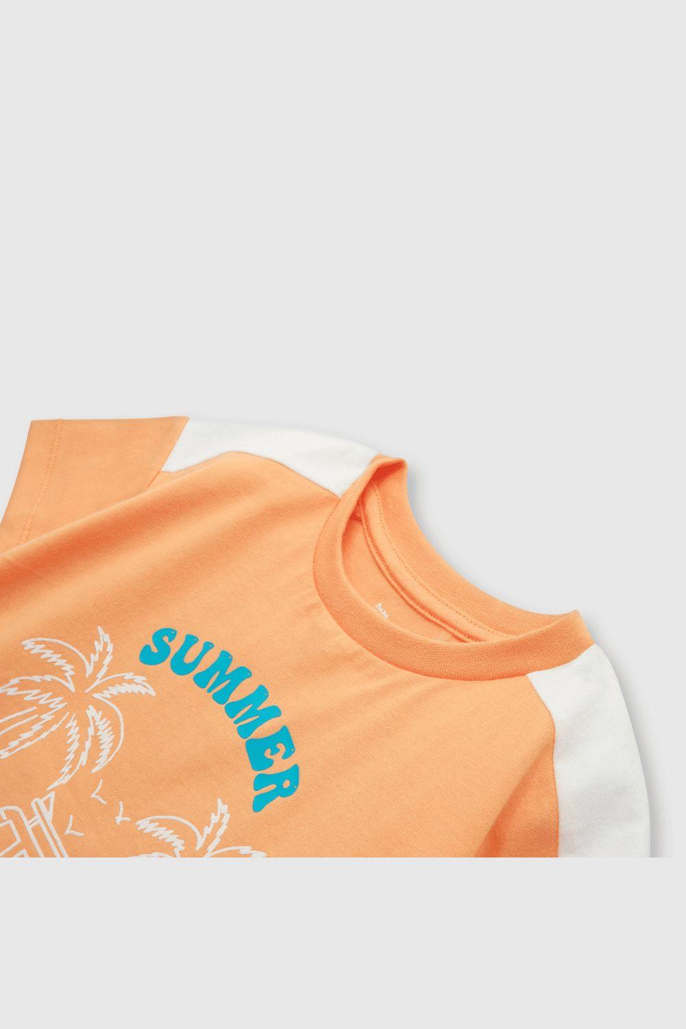 Polera De Bebé Niño Tropical Naranjo (3 A 36 Meses) Colloky-2