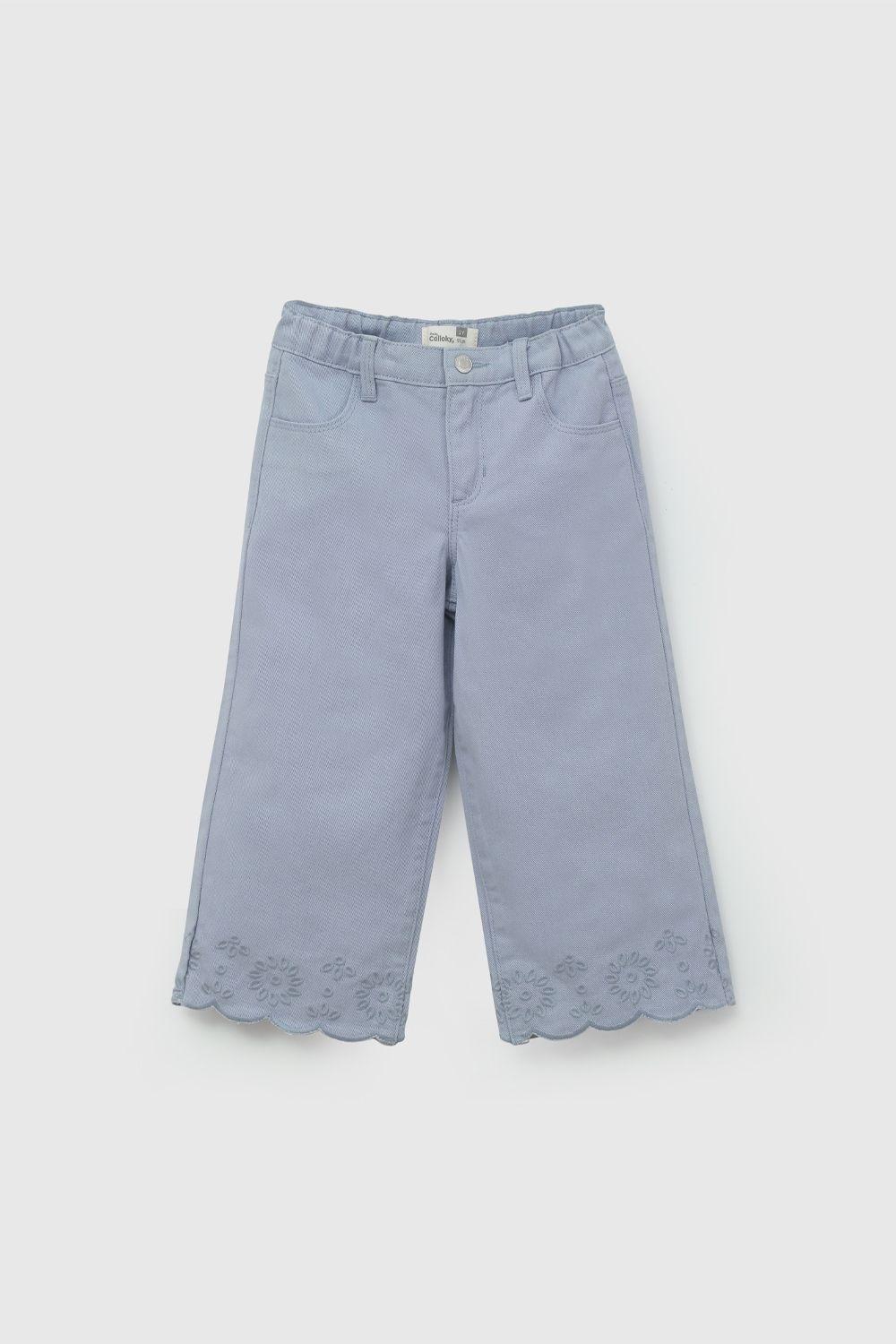 Pantalón Celeste Broderie De Niña PTGB1440V26-0
