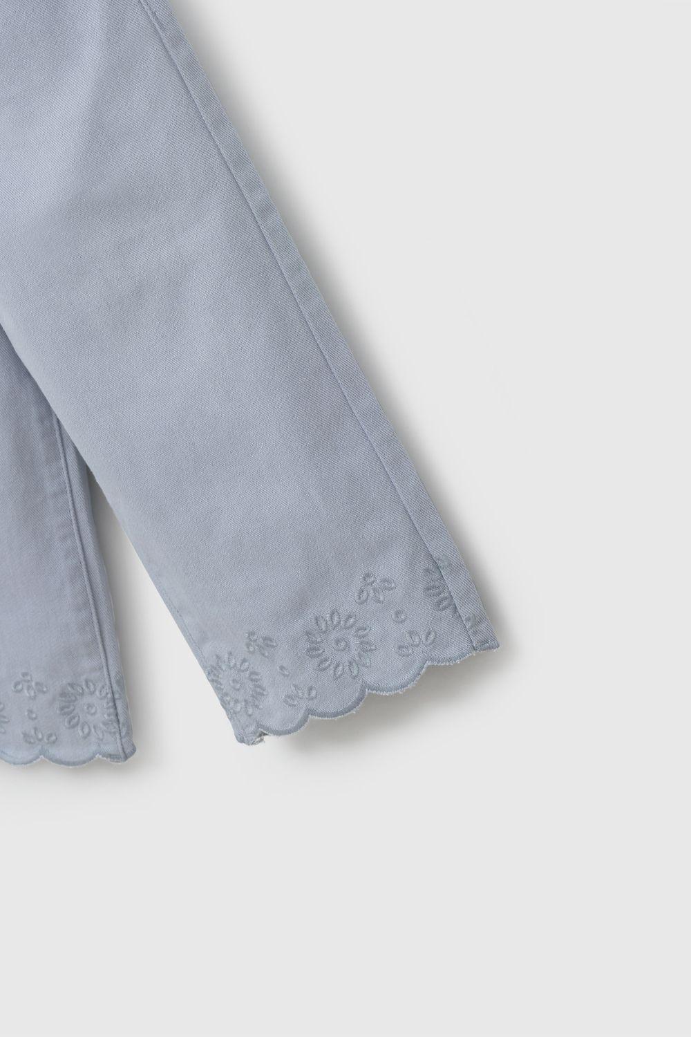 Pantalón Celeste Broderie De Niña PTGB1440V26-3