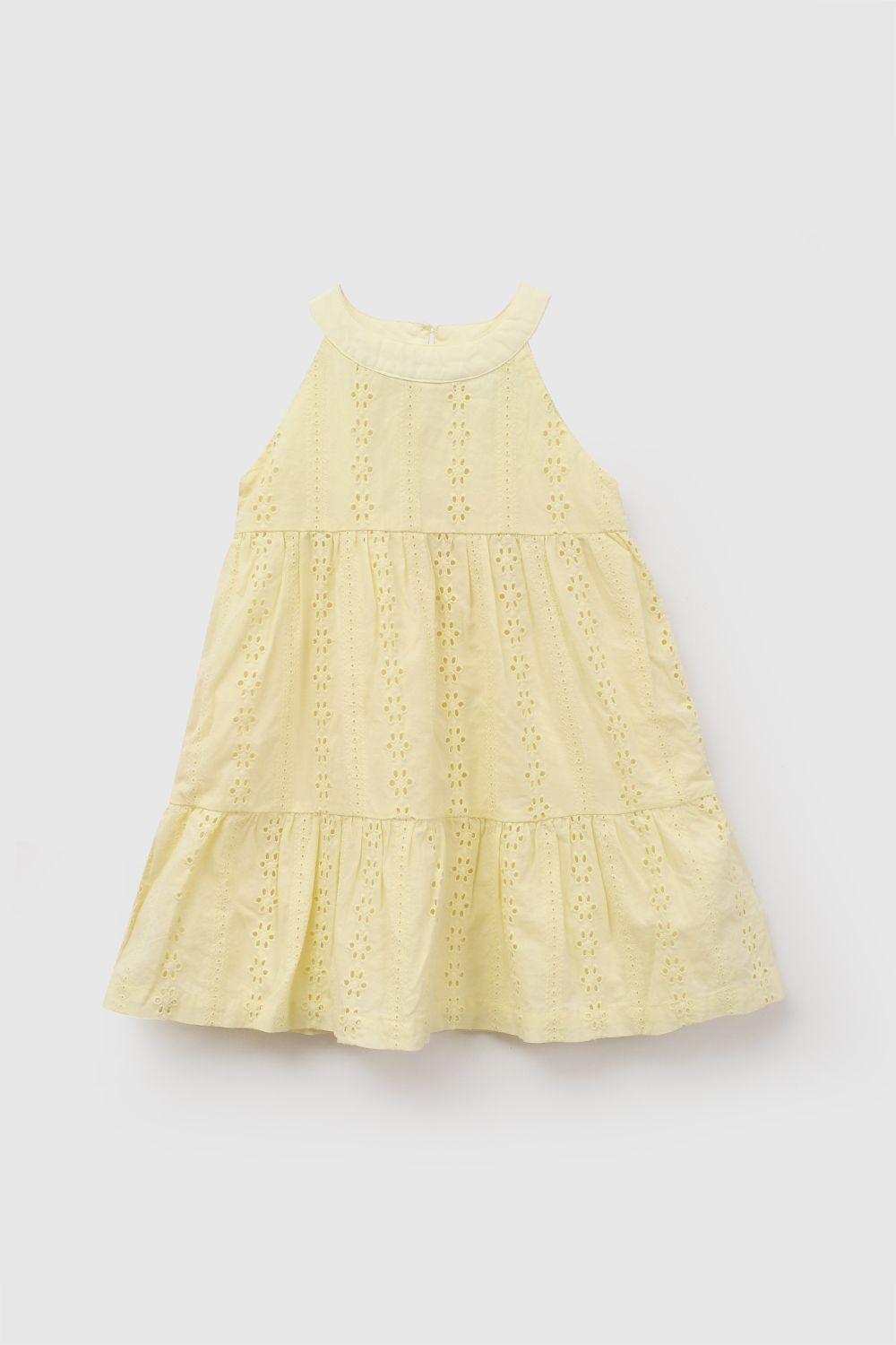 Vestido Cuello Halter Amarillo Niña 6-9M a 4-5A Colloky-0