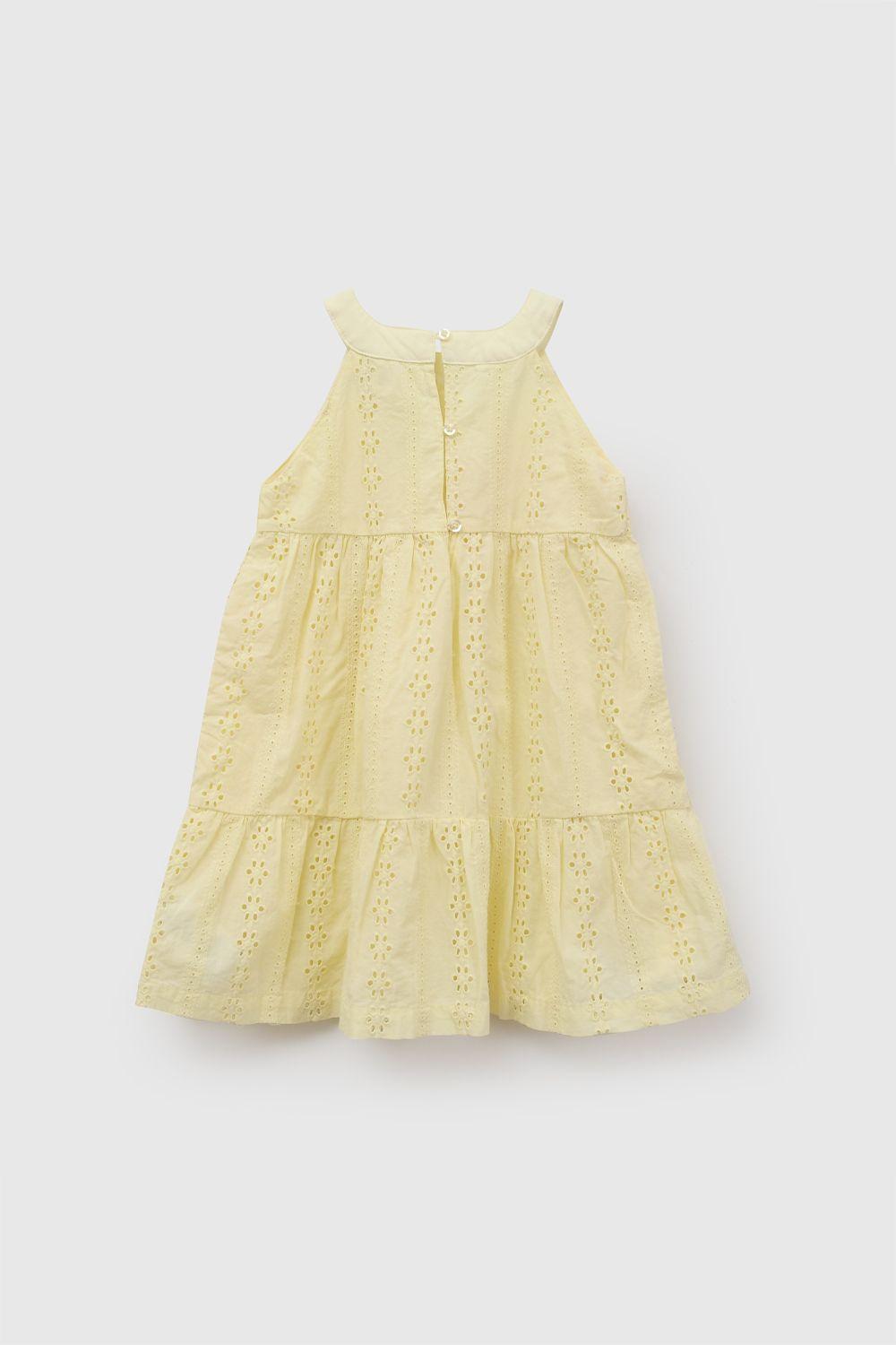 Vestido Cuello Halter Amarillo Niña 6-9M a 4-5A Colloky-2