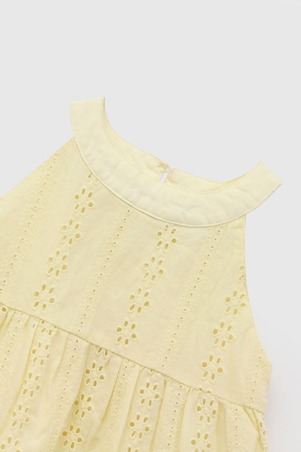 Vestido Cuello Halter Amarillo Niña 6-9M a 4-5A Colloky-3