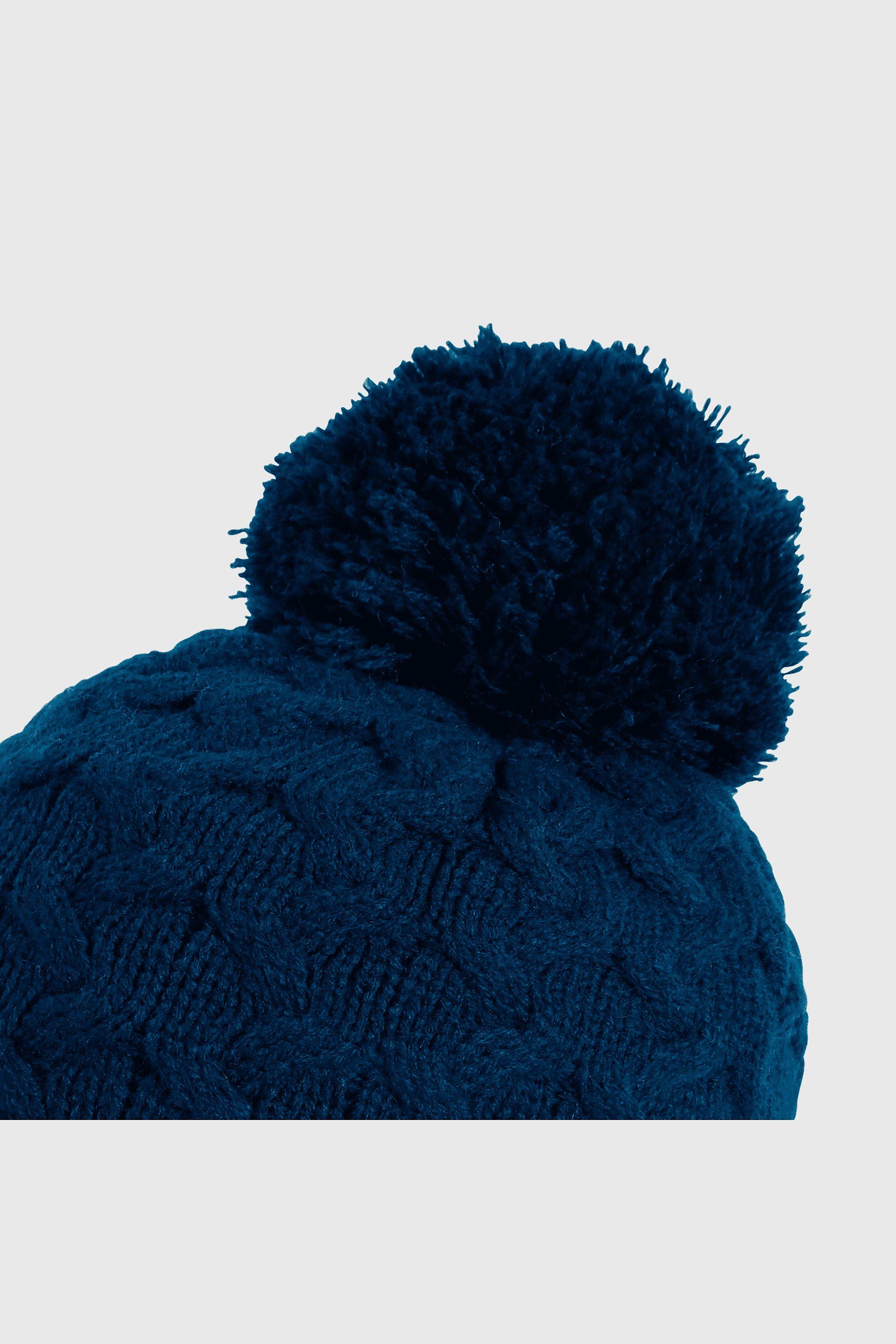 Gorro Tejido con Forro Azul-3