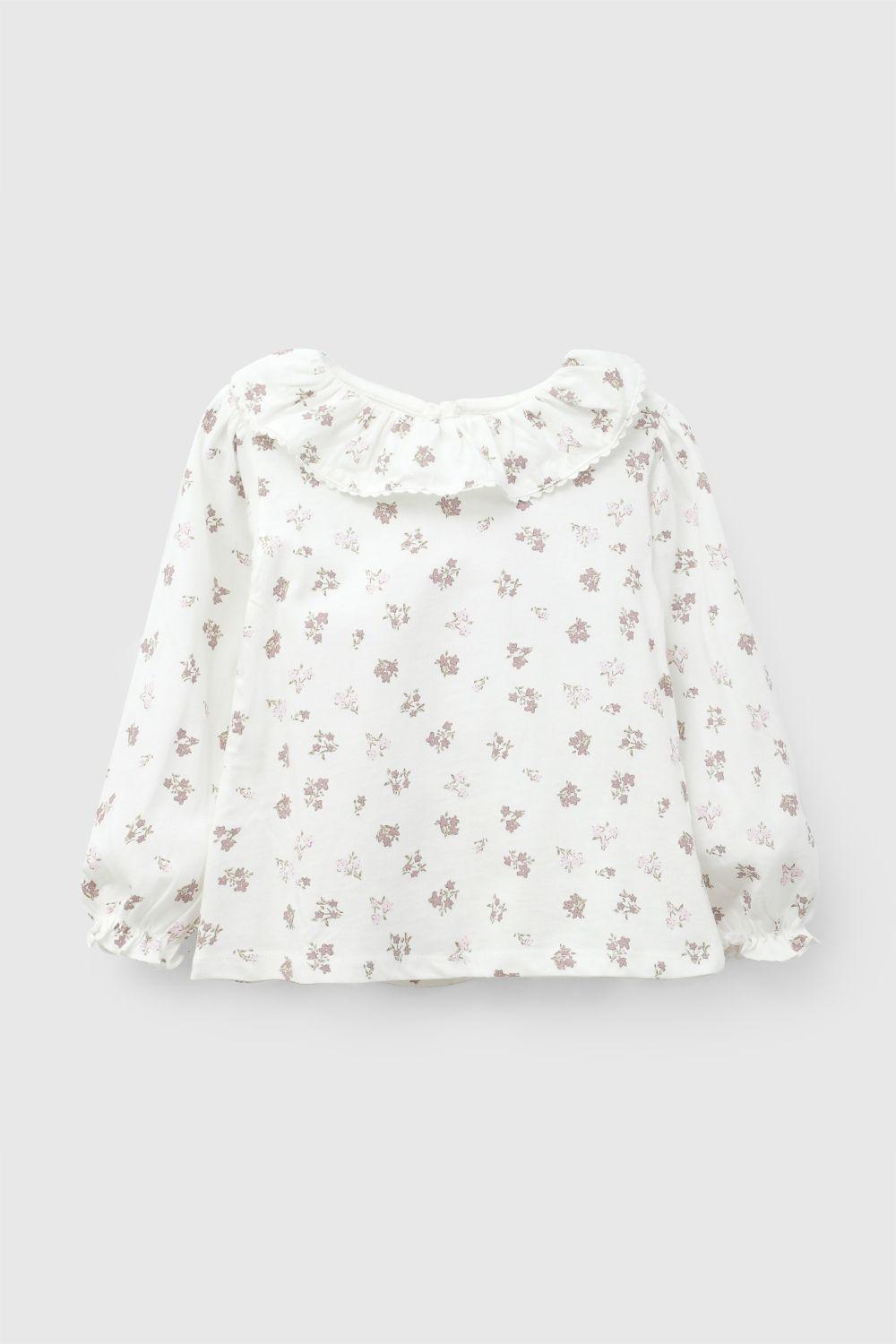 Polera Vuelos Flores Blanco Niña 6-9M a 4-5A Colloky-0