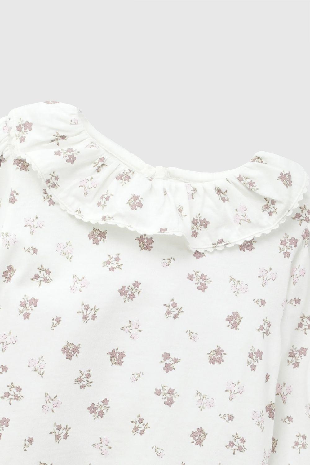 Polera Vuelos Flores Blanco Niña 6-9M a 4-5A Colloky-3
