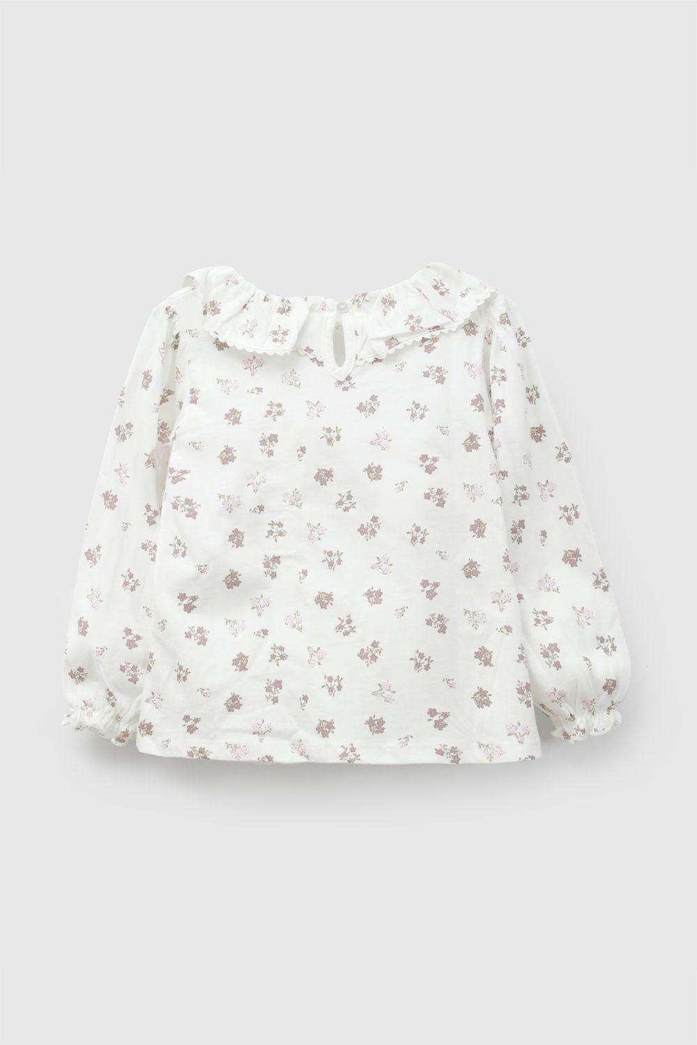 Polera Vuelos Flores Blanco Niña 6-9M a 4-5A Colloky-2