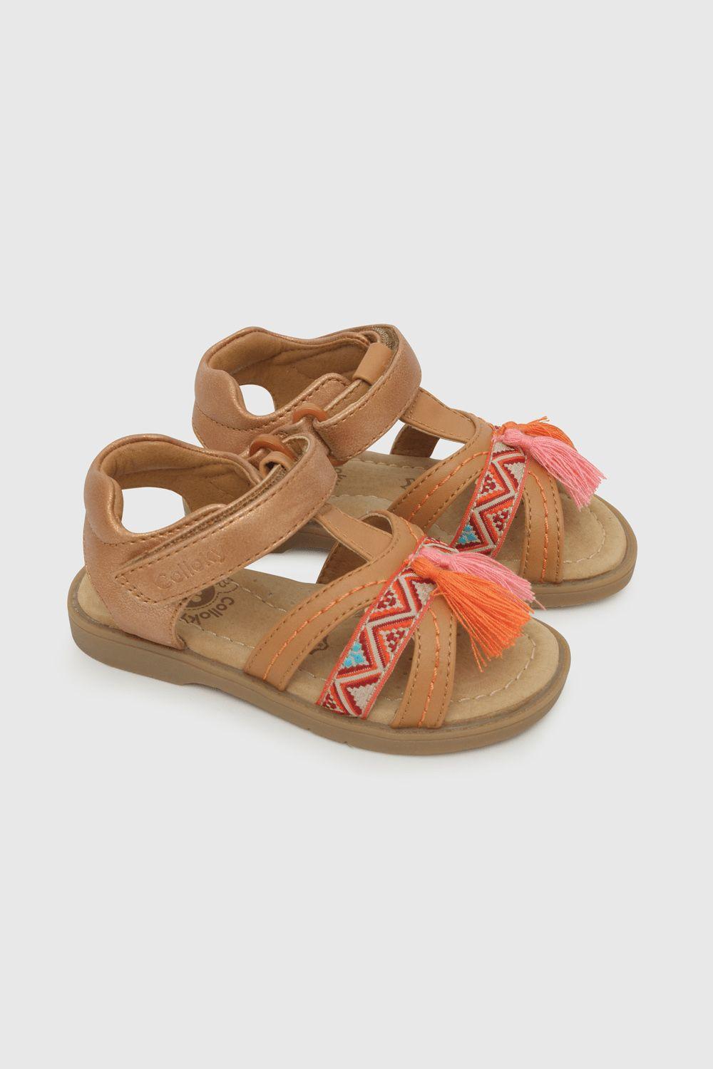 Sandalia De Niñas Étnica Camel (21 A 27)-0