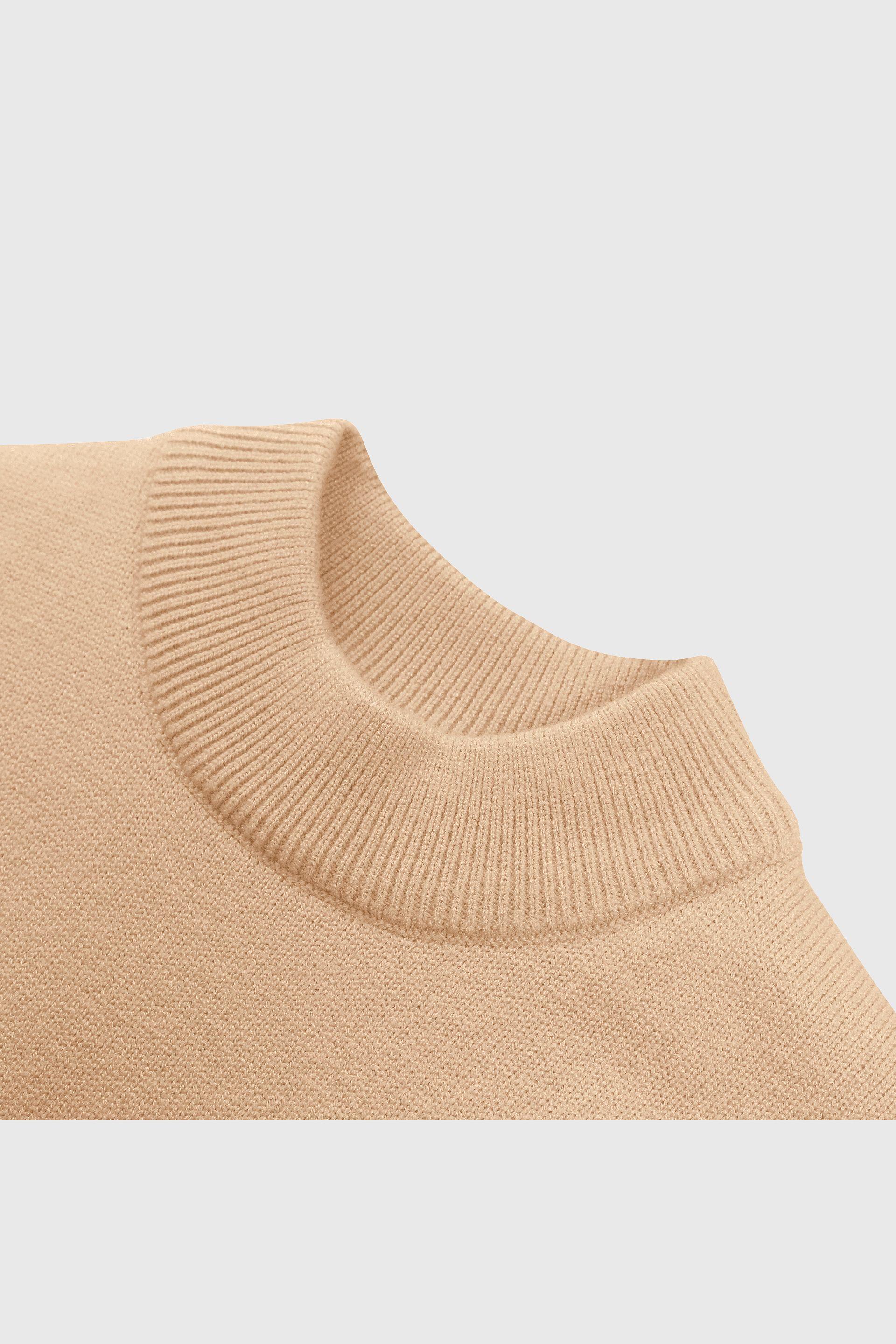 Sweater Cuello Alto liso Beige de niña Talla 3A al 12A 3672-3