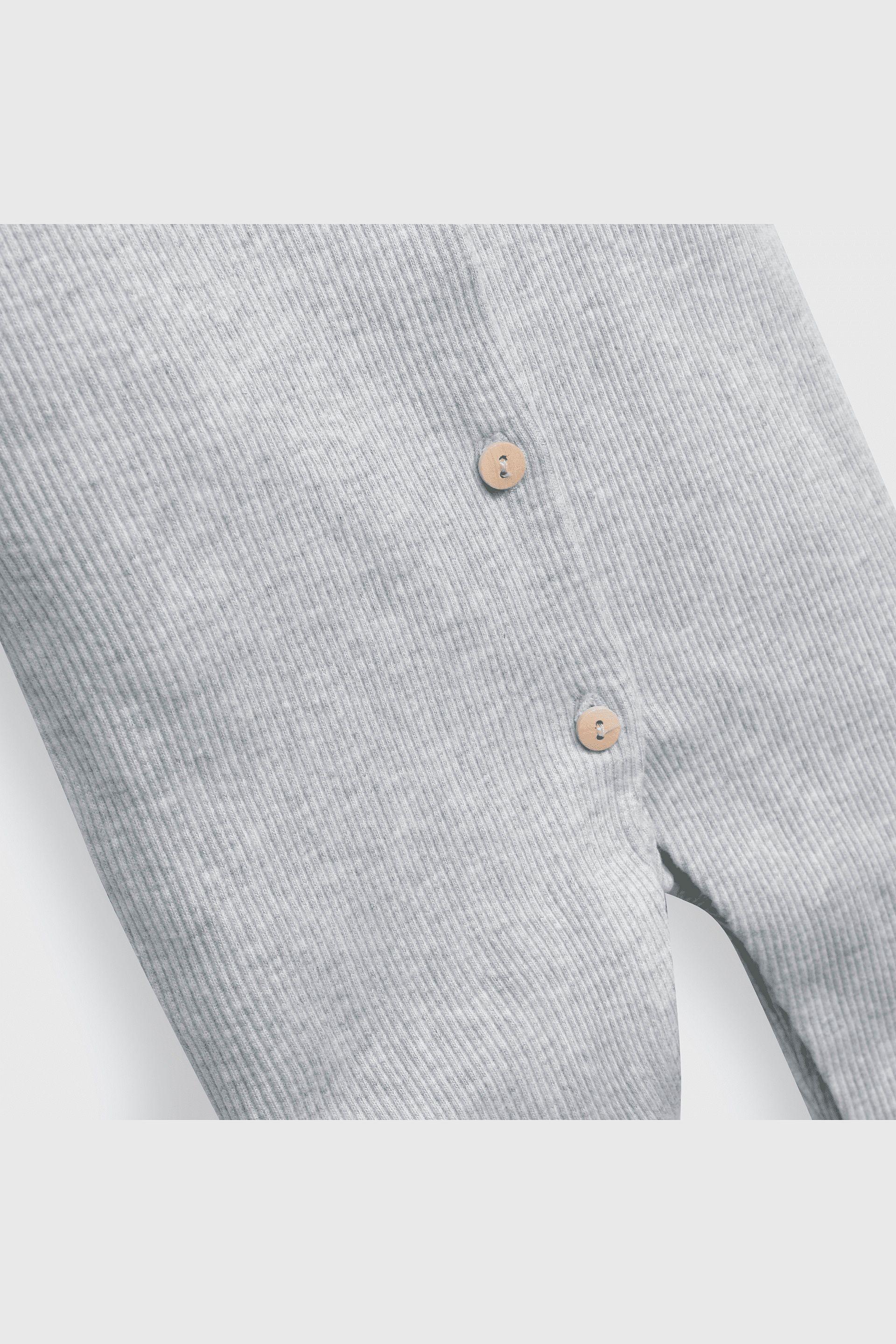 Conjunto de Algodón Gris con botón para bebé Unisex Estampa de Osito-3