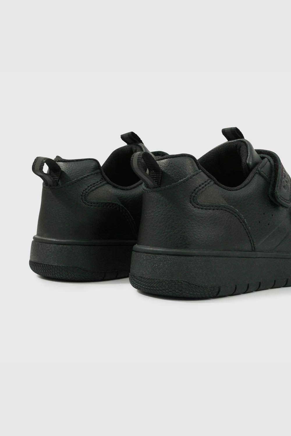 Zapatilla Escolar Negra con Velcro Unisex Junior 1628-4