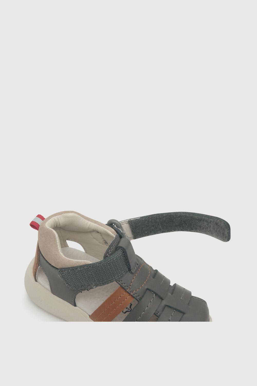 Sandalia De Niños Cuero Gray / Gris (21 A 27)-4