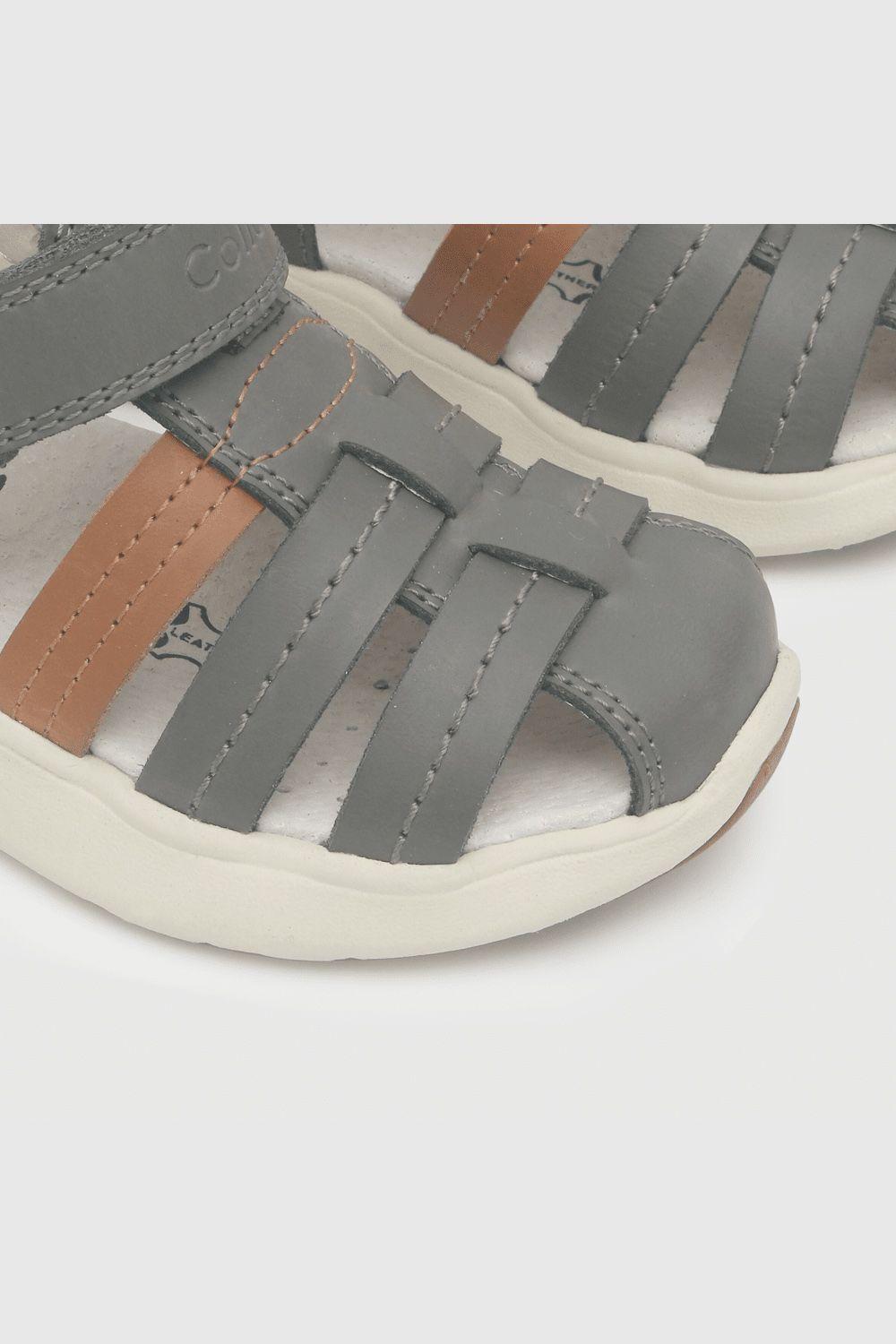 Sandalia De Niños Cuero Gray / Gris (21 A 27)-5