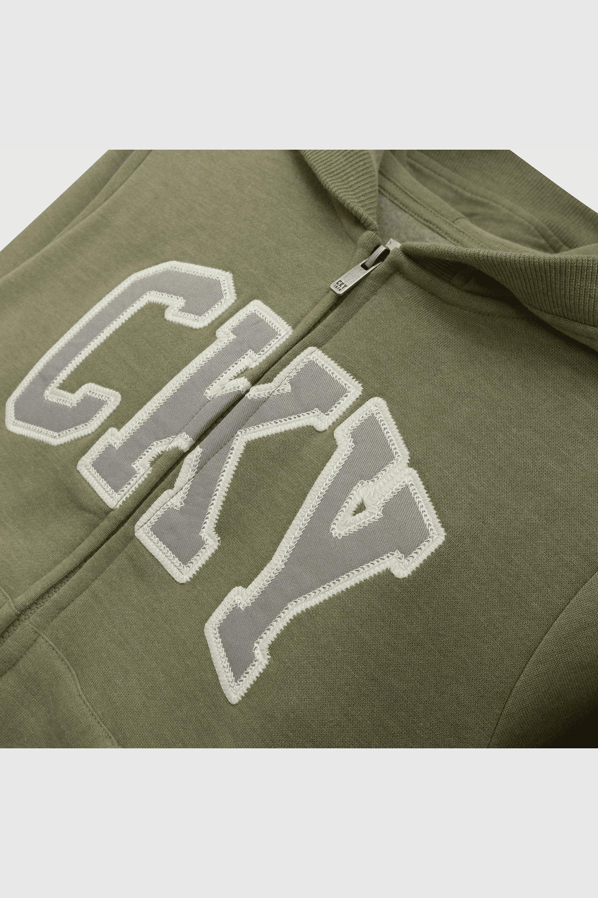 Polerón Verde de polycotton con Cierre y Gorro para niño 6710-2