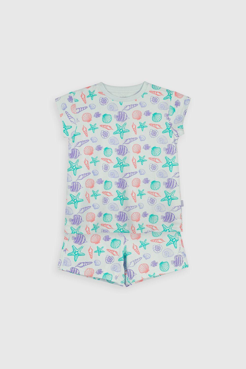 Pijama Corto Celeste Oceano Niña-0