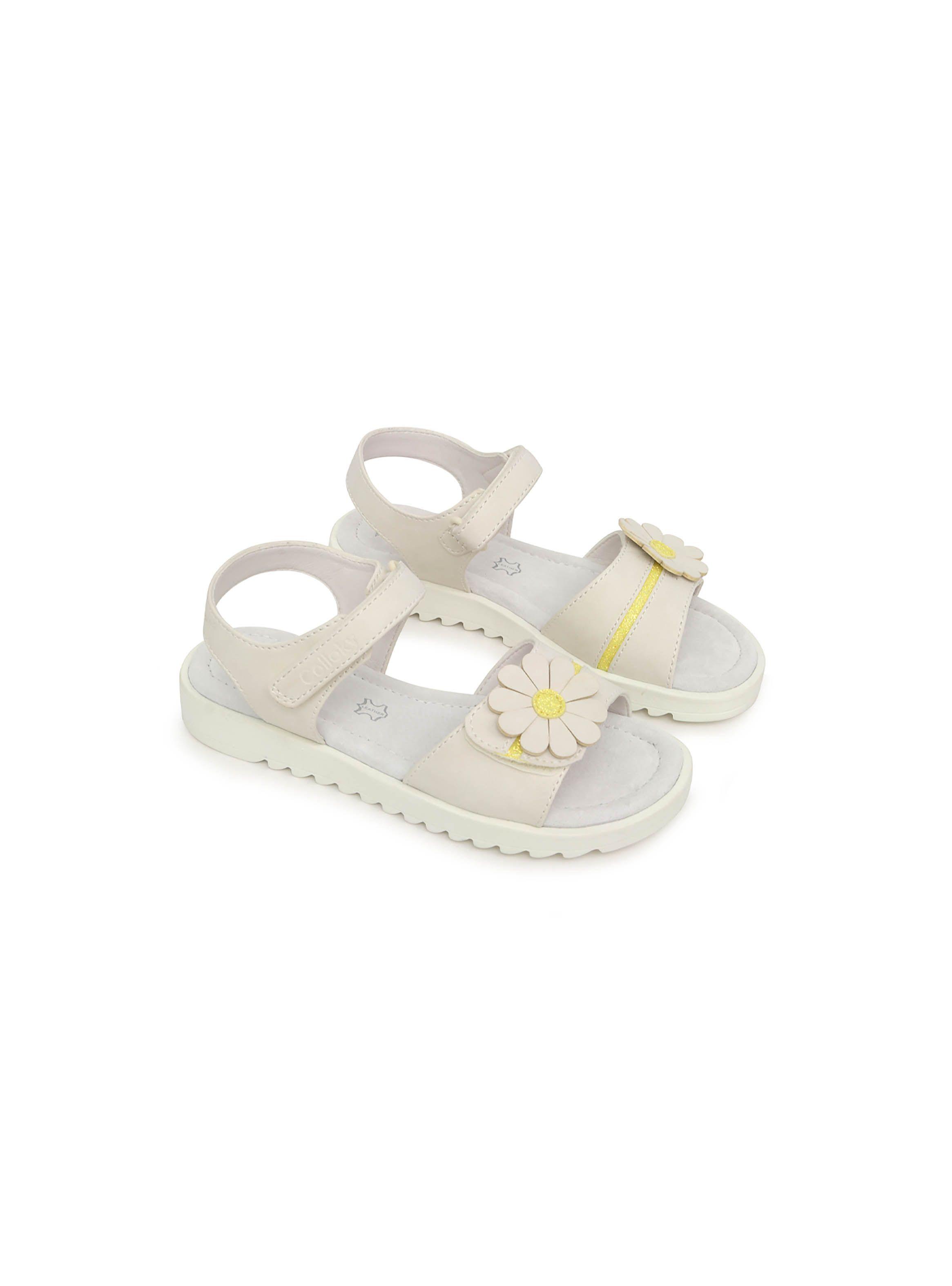 Sandalia De Niña Doble Ajuste Flor Blanco (28 A 38) Colloky-0