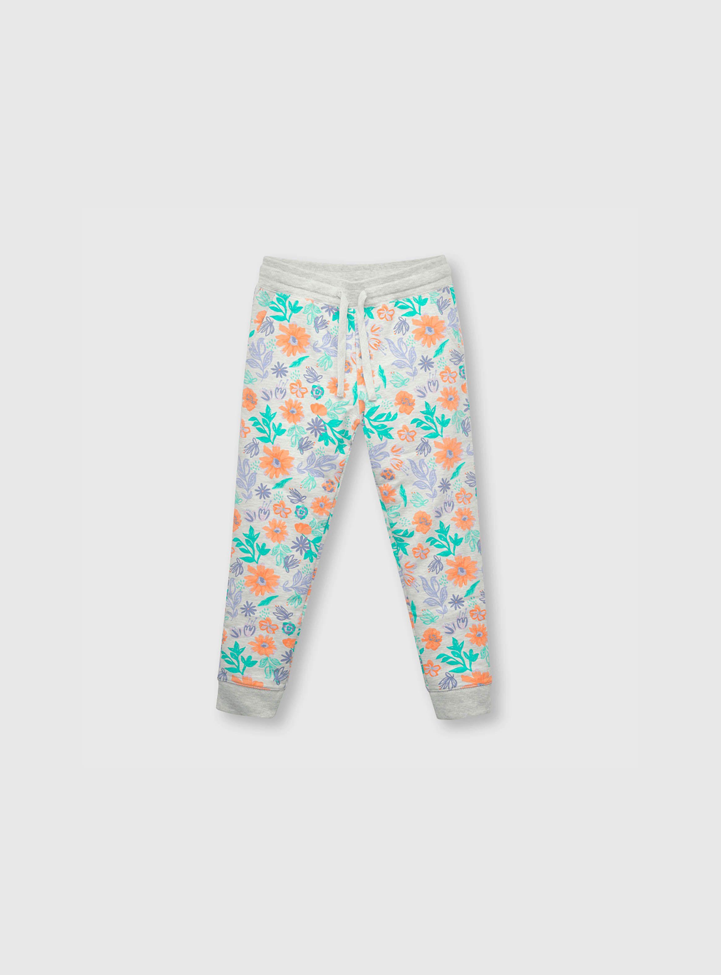 Pantalón De Niña Con Flores Gris (2 A 12 Años) Colloky-0
