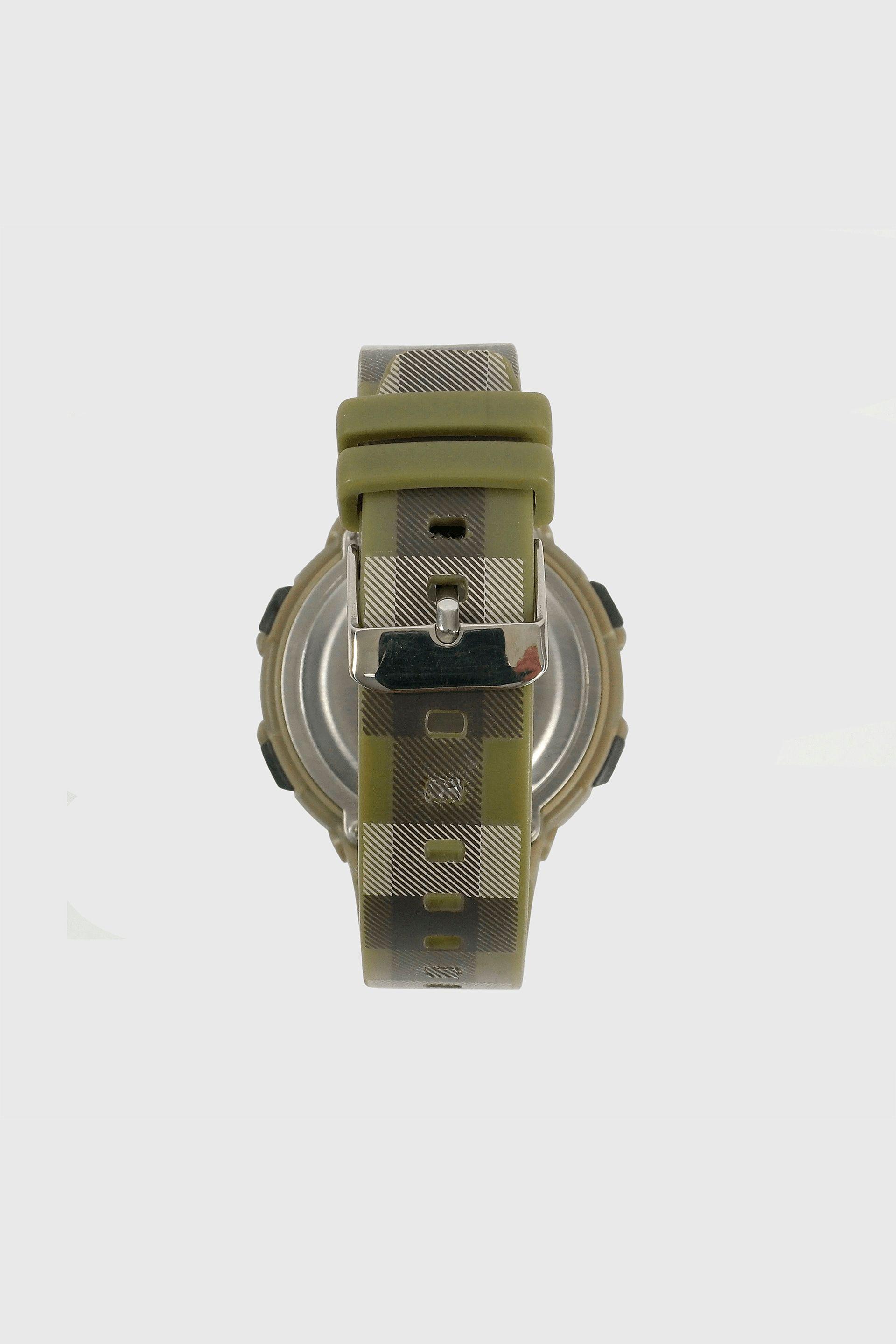 Reloj Digital con Cuadrillé Verde-2