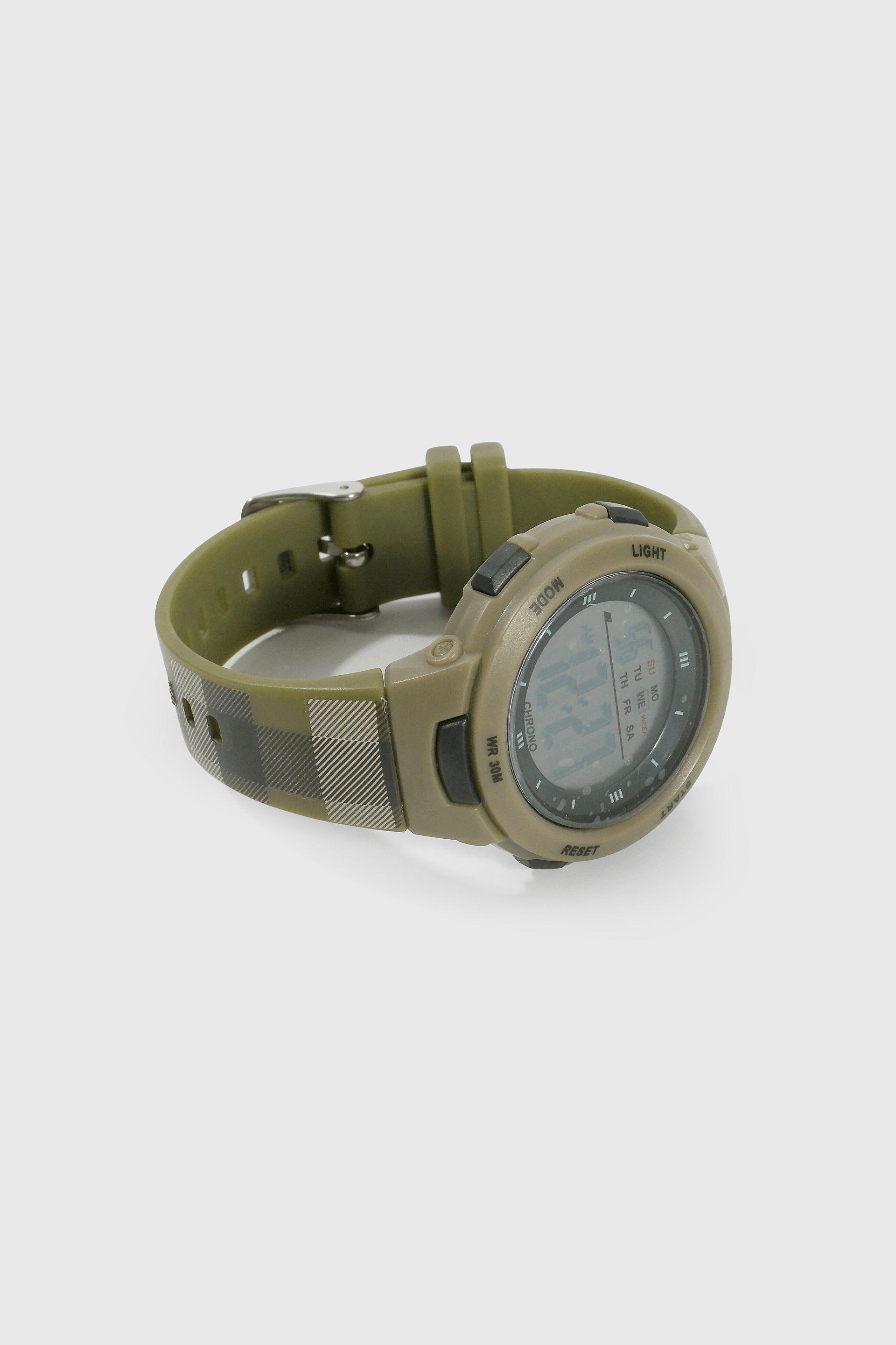 Reloj Digital con Cuadrillé Verde-3