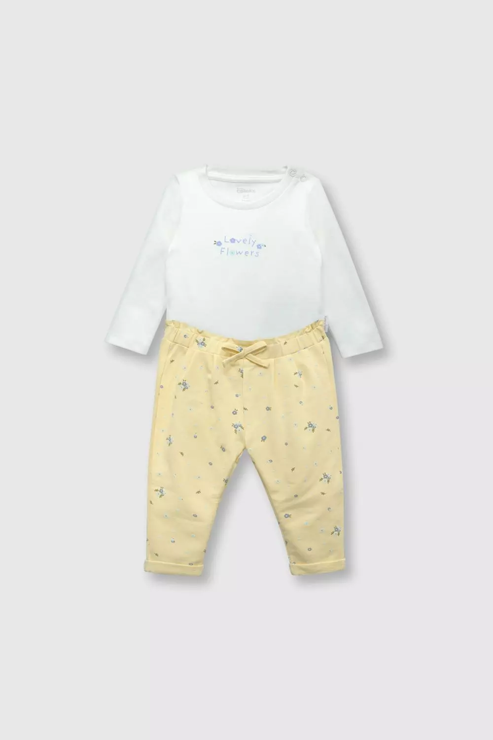 Conjunto de bebe niña flores off white (0 a 9 meses)-0